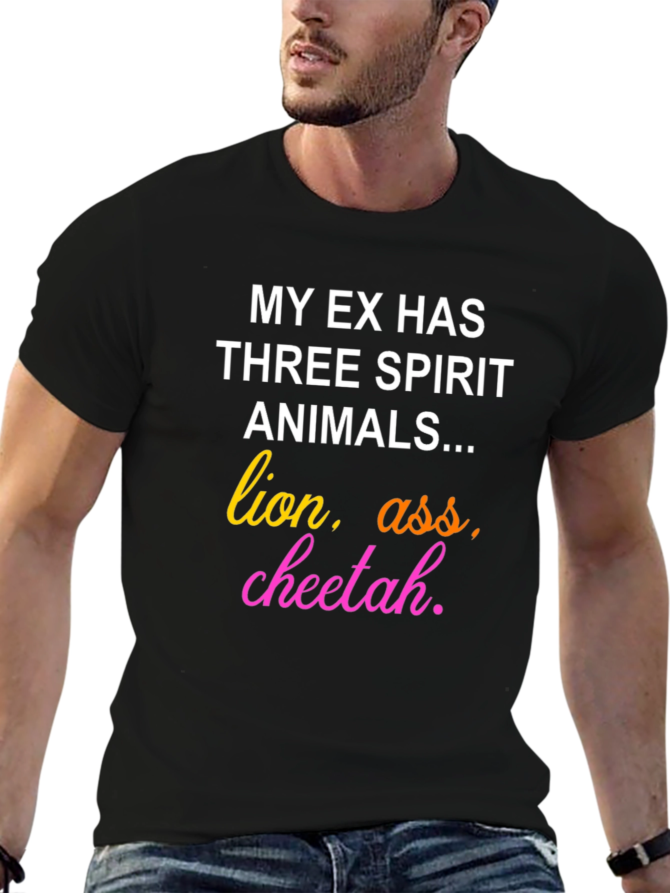 Black Funny Ex Spirit Animals Graphic Tee view 6