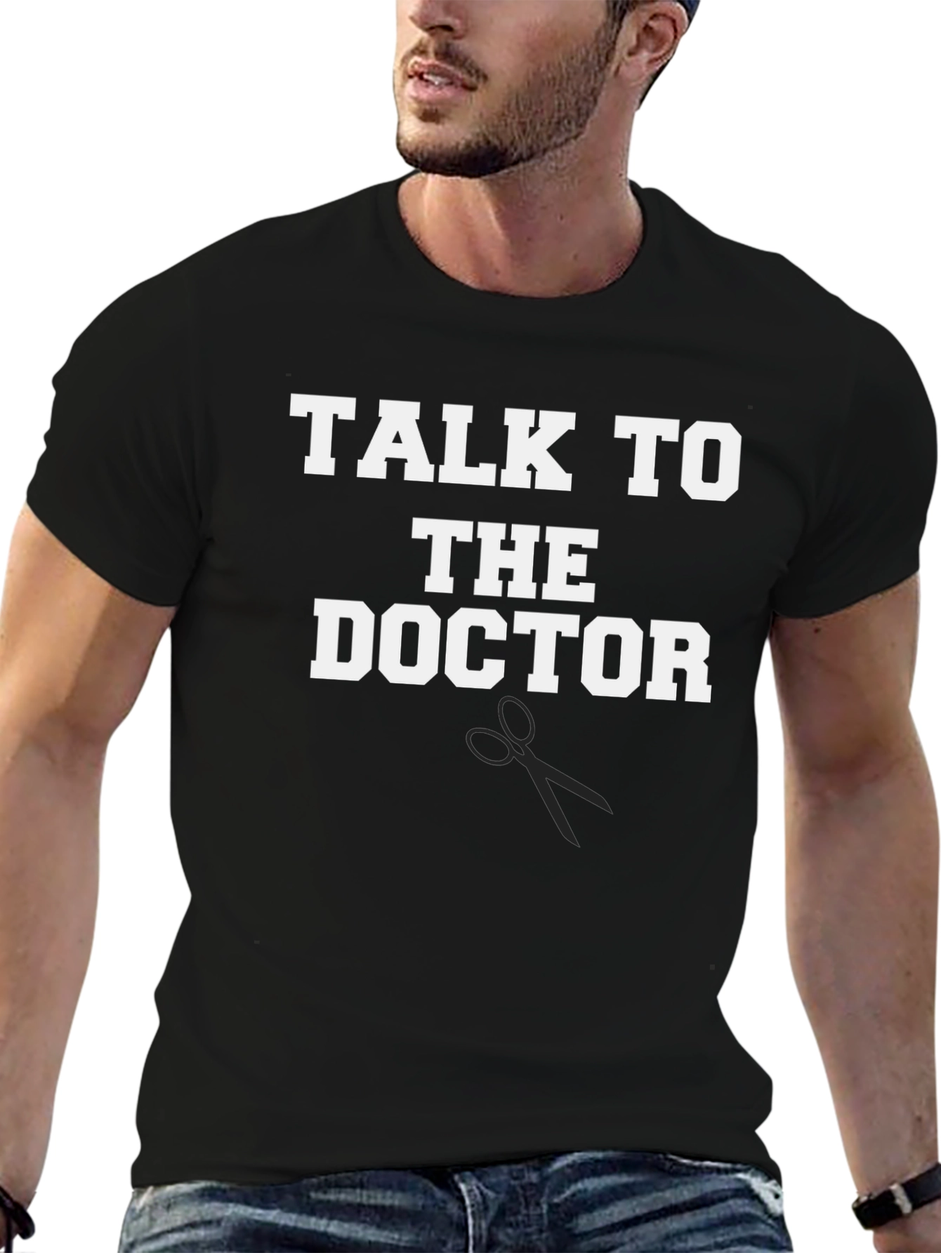 Black Talk to the Doctor T-Shirt, Novelty Tee view 6