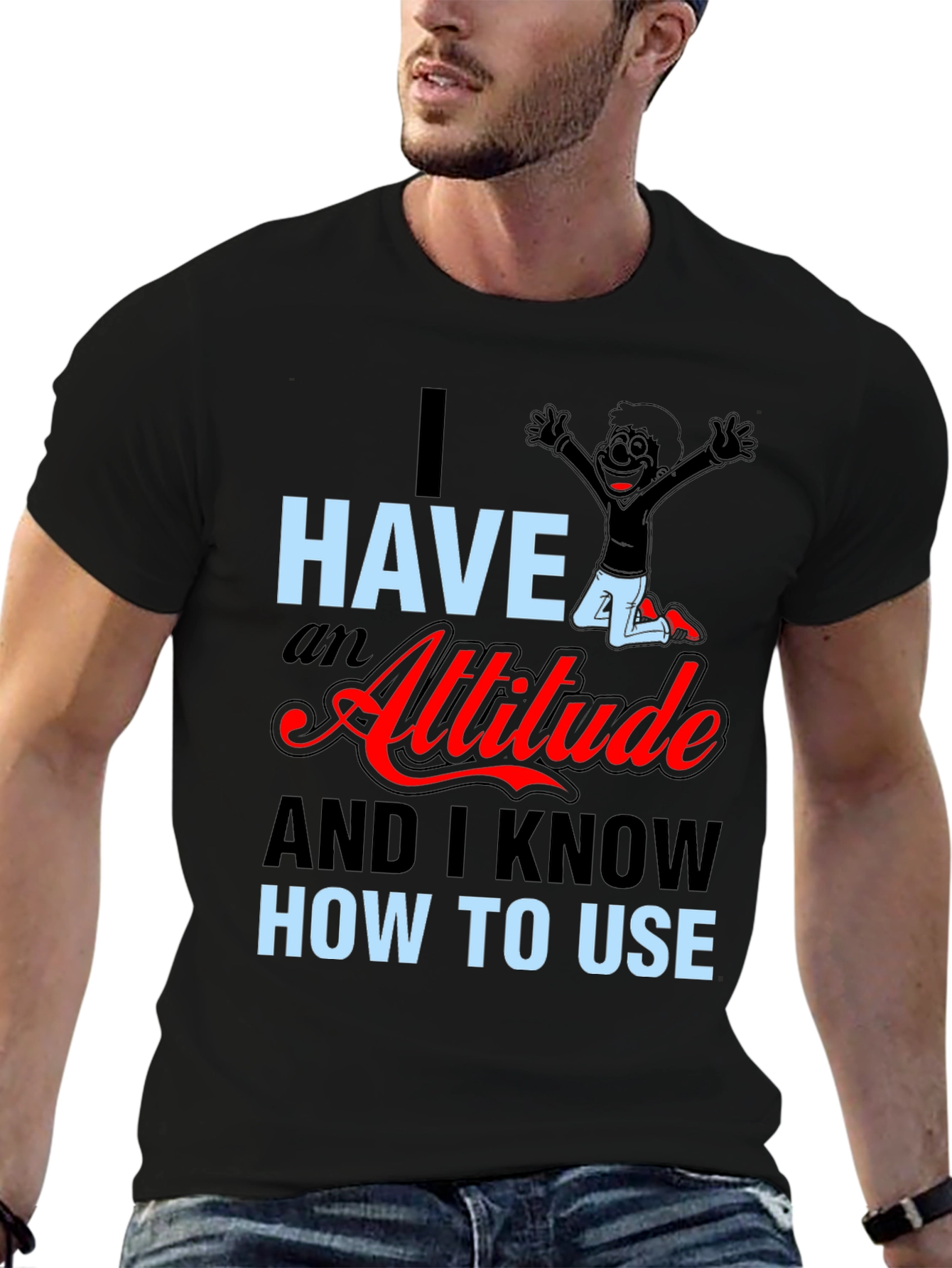 Black Attitude Graphic Tee - Sarcastic Humor Shirt view 6