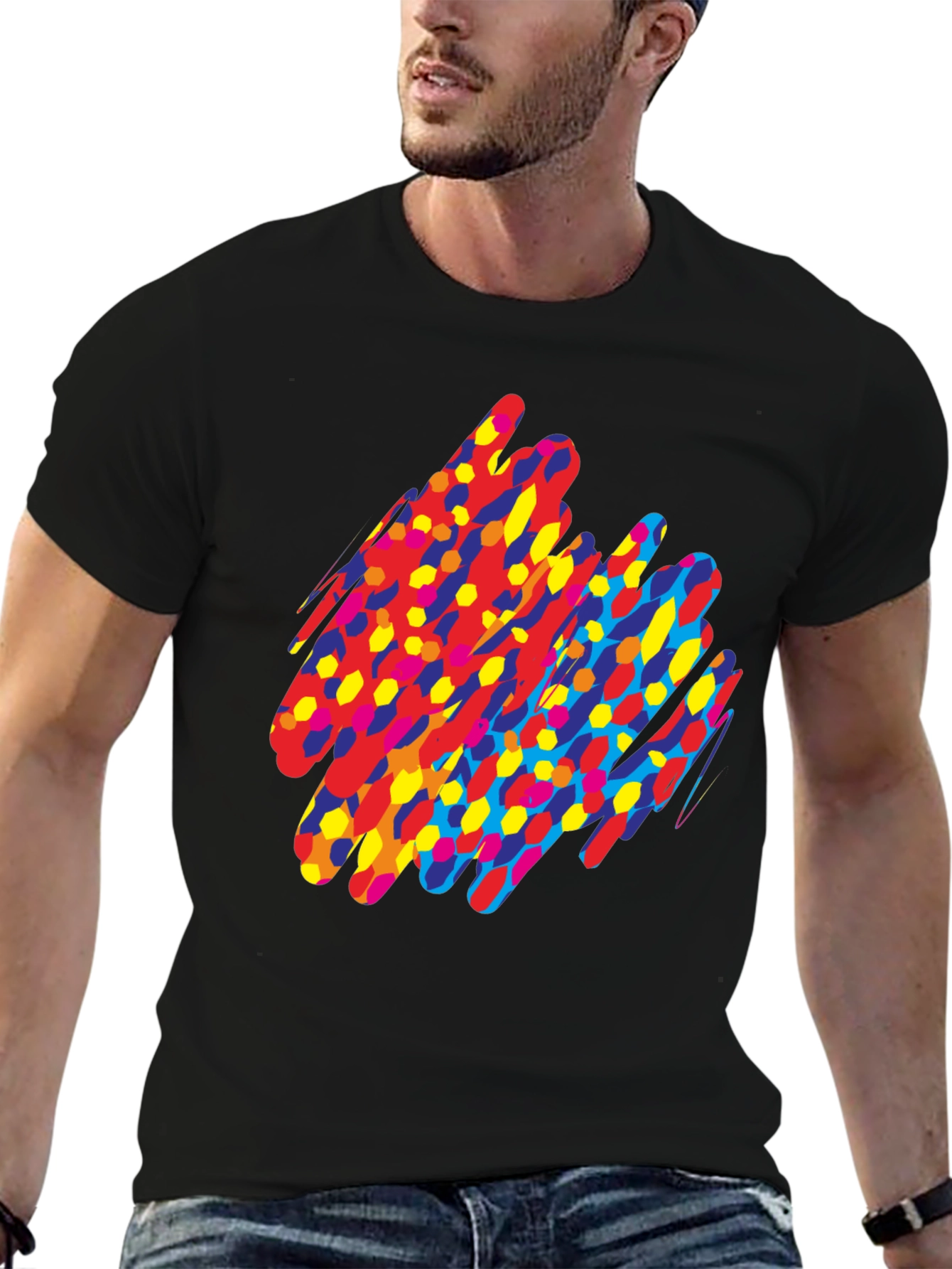 Black Abstract Graphic Print Black T-Shirt view 6