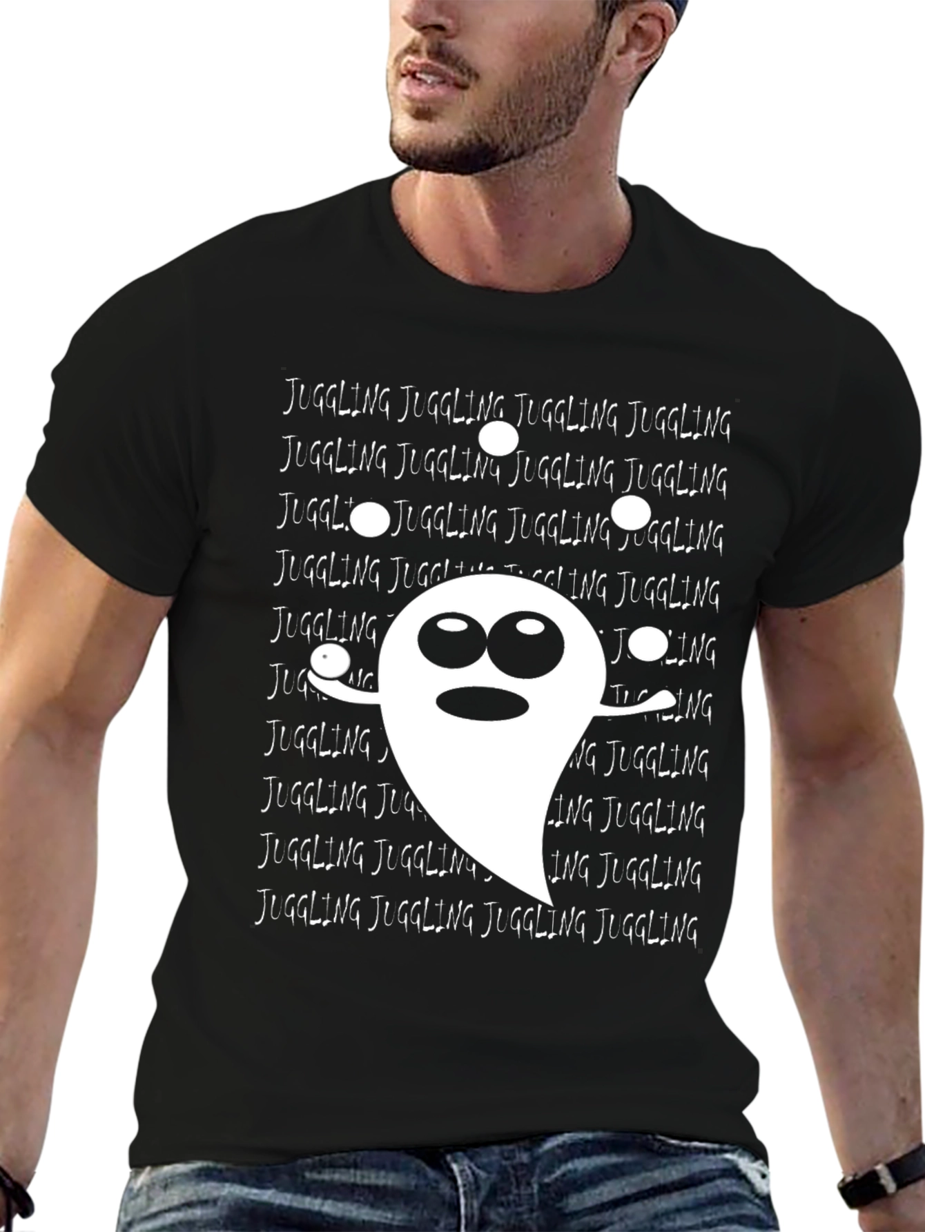 Black Juggling Ghost T-Shirt - Spooky Fun! view 6