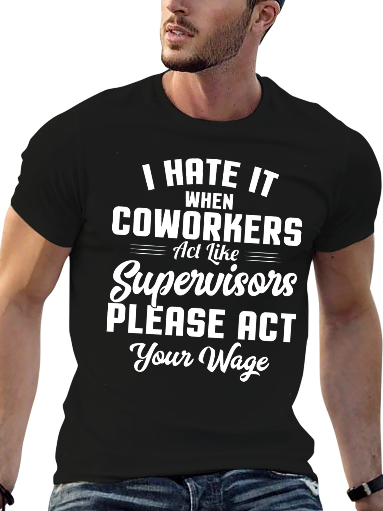 Black Funny 'Act Your Wage' Graphic T-Shirt view 6