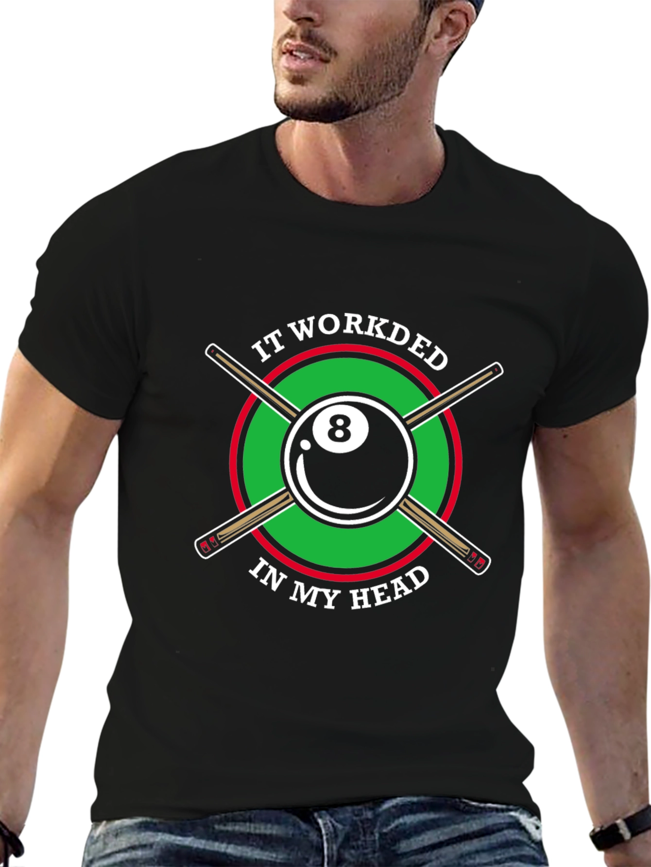 Black Billiards 8 Ball T-Shirt Funny Graphic Tee view 6