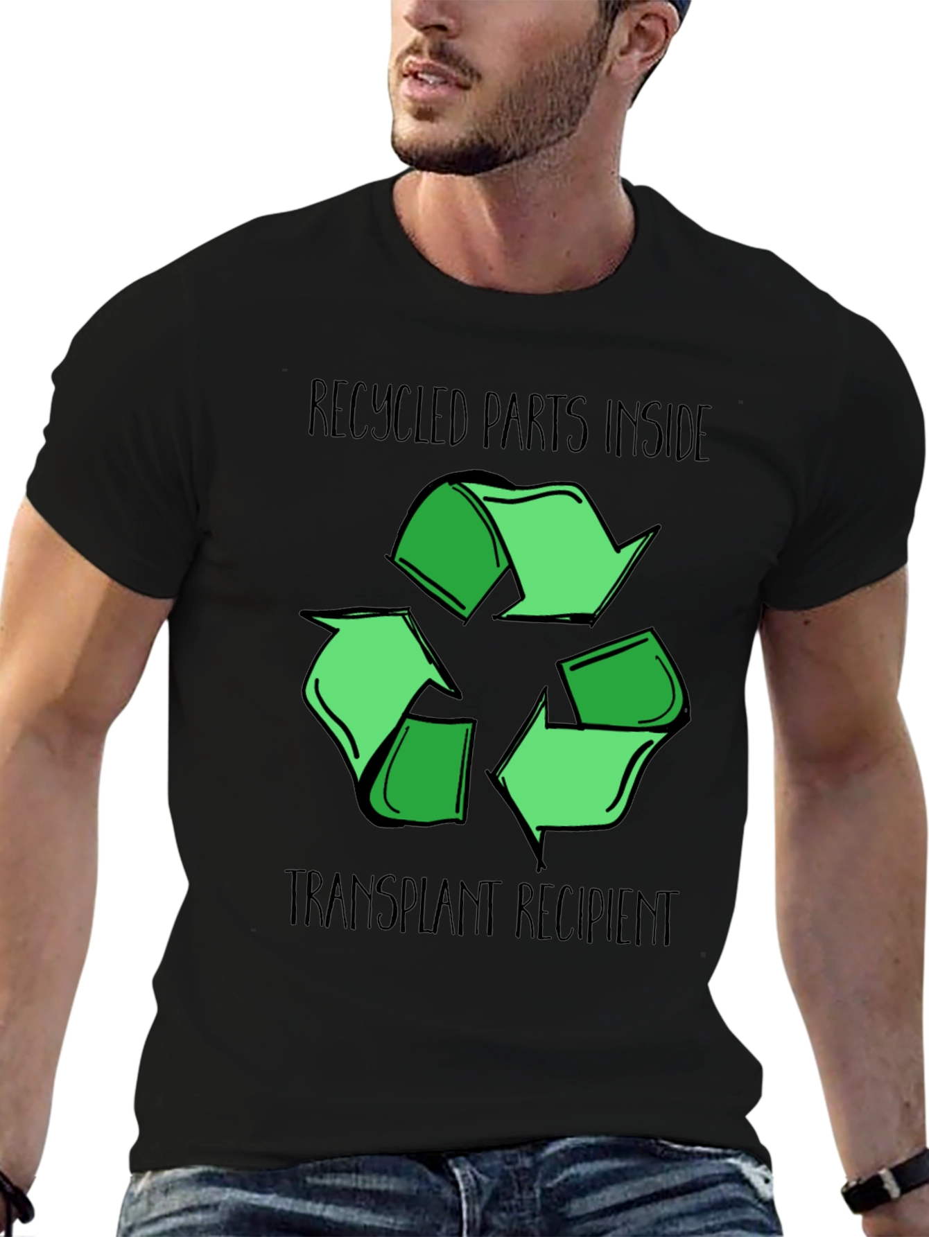 Black Recycled Parts Transplant Recipient Graphic Tee view 6
