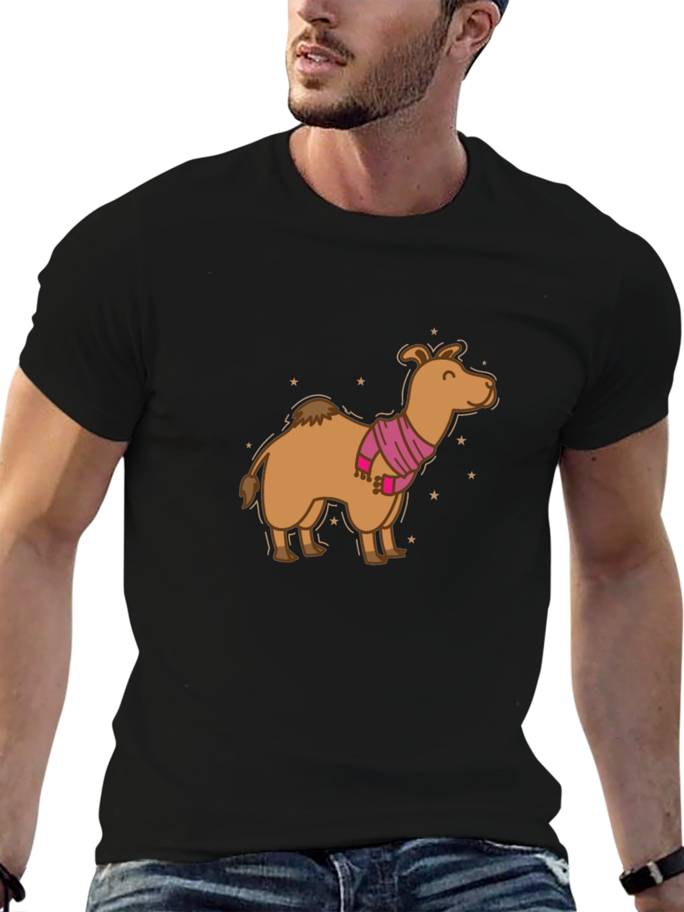 Black Camel in Scarf Graphic Tee - Black view 6