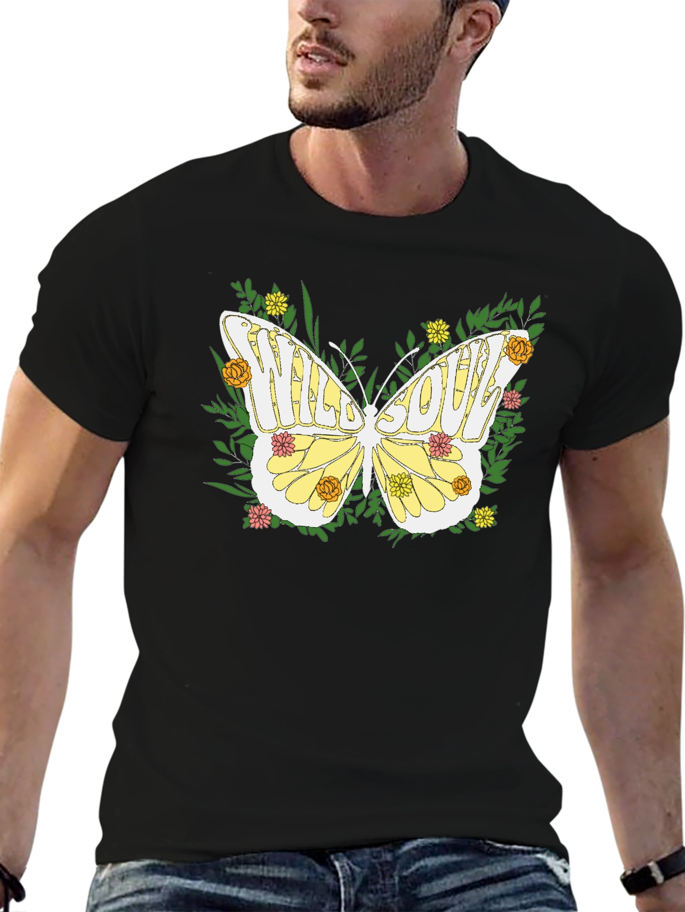 Black Wild Soul Butterfly Graphic Tee - Nature Inspired Comfort view 6