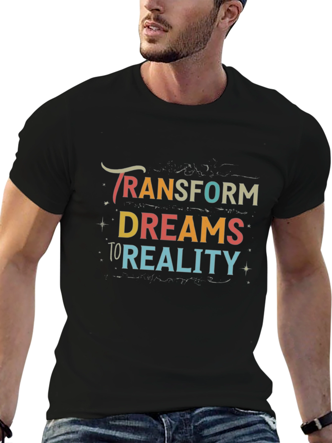 Black Transform Dreams to Reality T-Shirt view 6