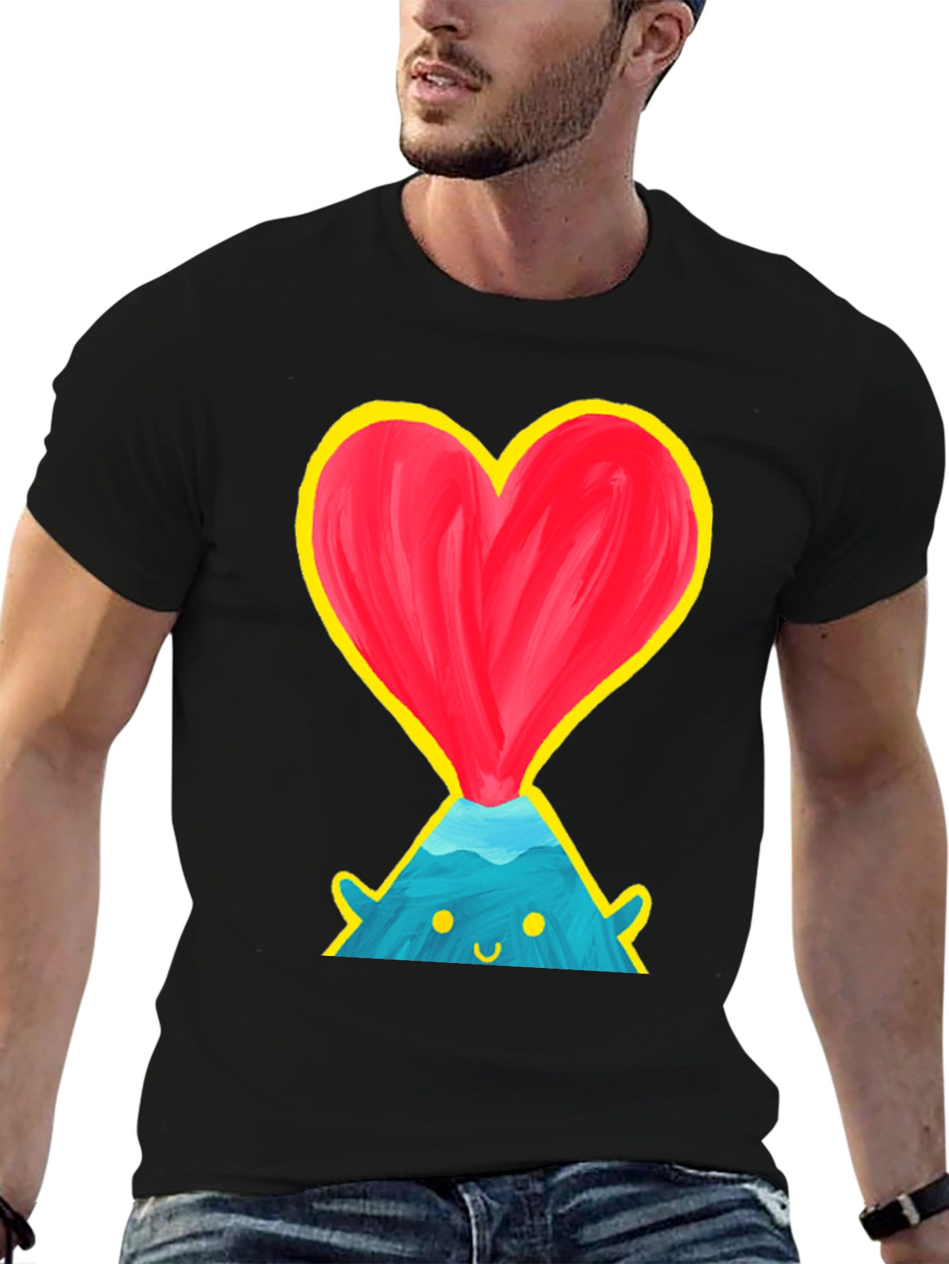 Black Volcano Heart T-Shirt - Erupting Love view 6