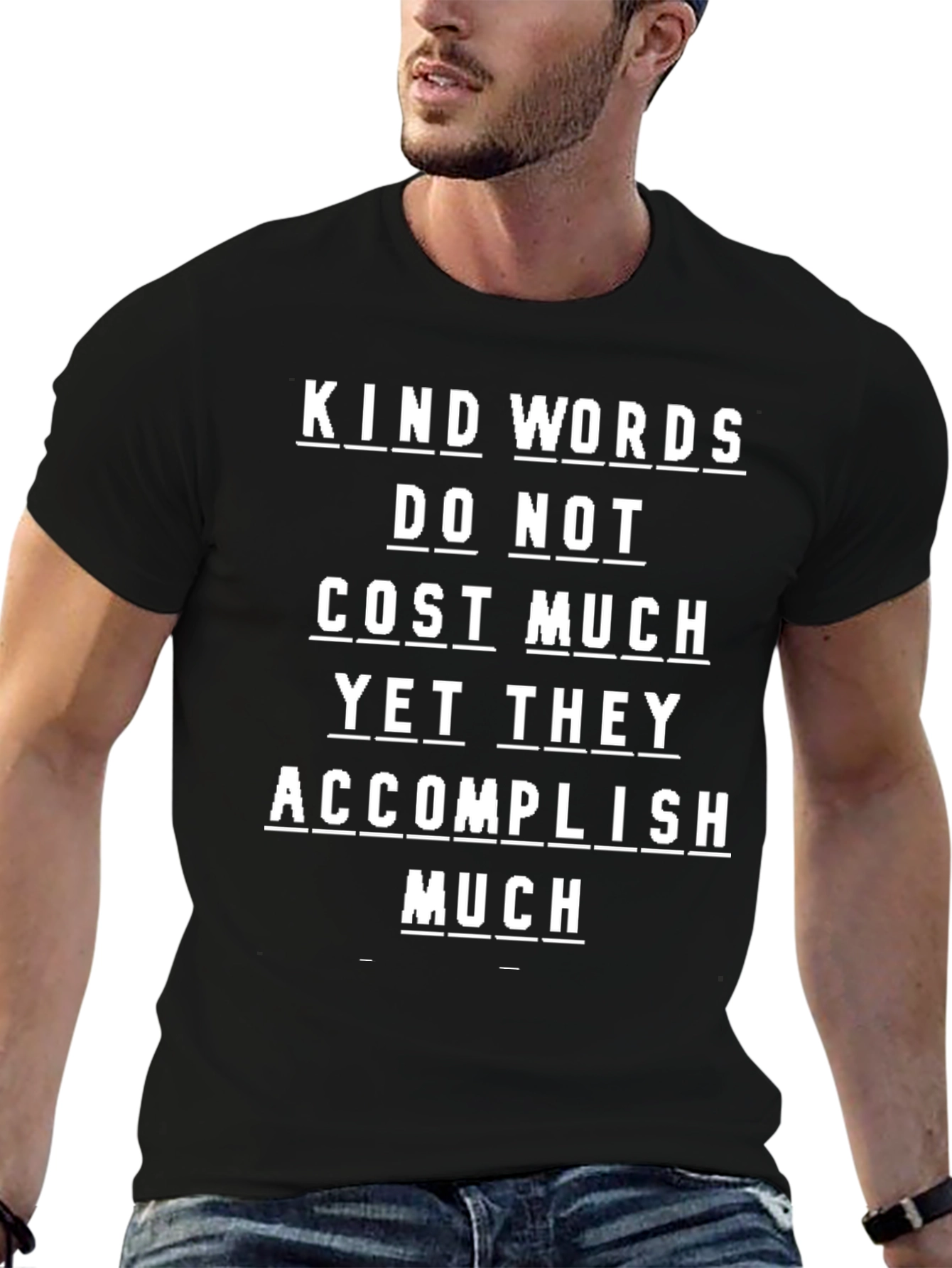 Black Kind Words Graphic T-Shirt - Motivational Black Tee view 6