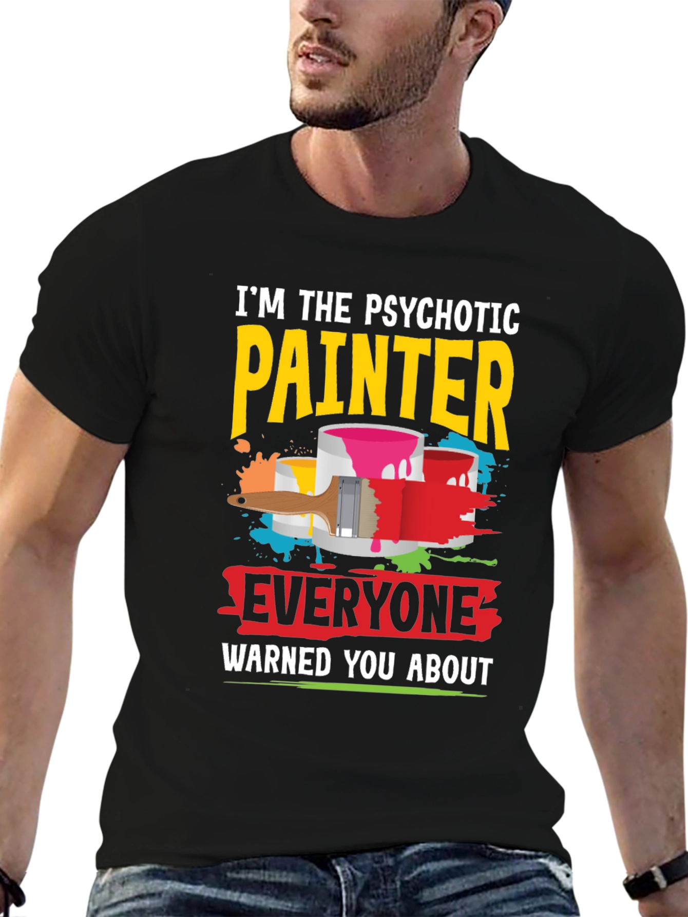 Black Psychotic Painter Graphic Tee view 6
