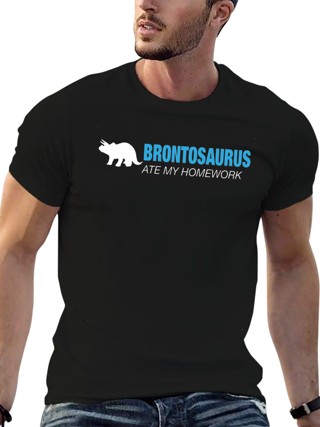 Black Brontosaurus Ate My Homework T-Shirt view 6