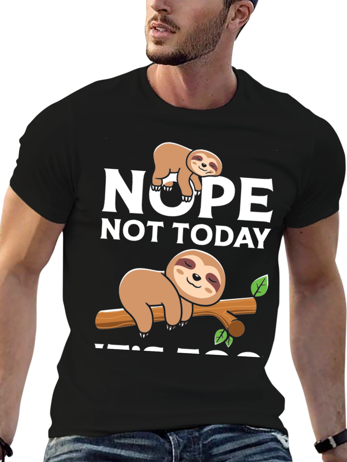 Black Nope Not Today Sloth Graphic Tee - Comfort & Style view 6