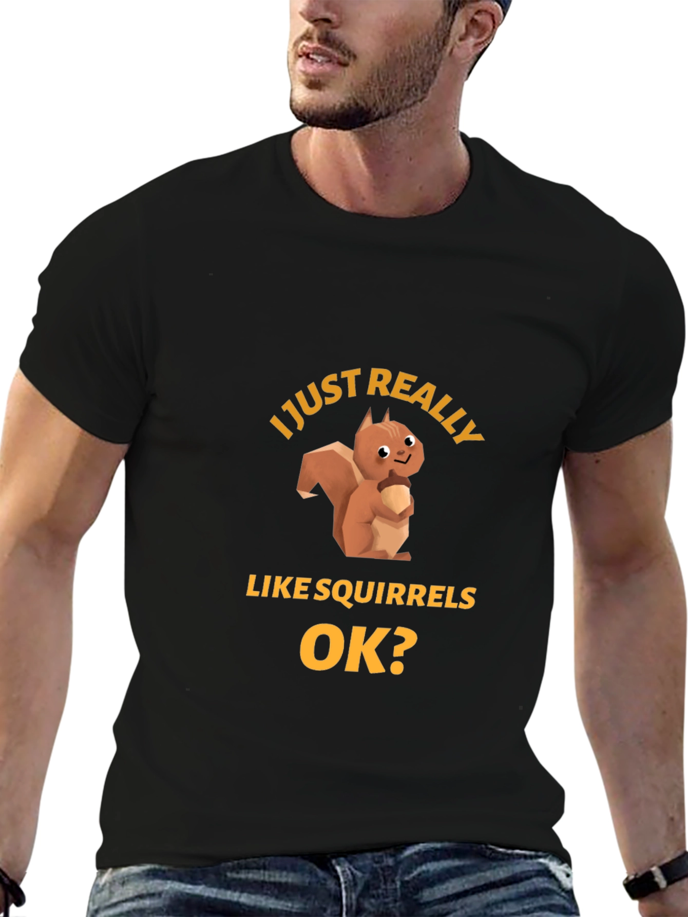 Black Squirrel Lover T-Shirt - Funny Graphic Tee view 6