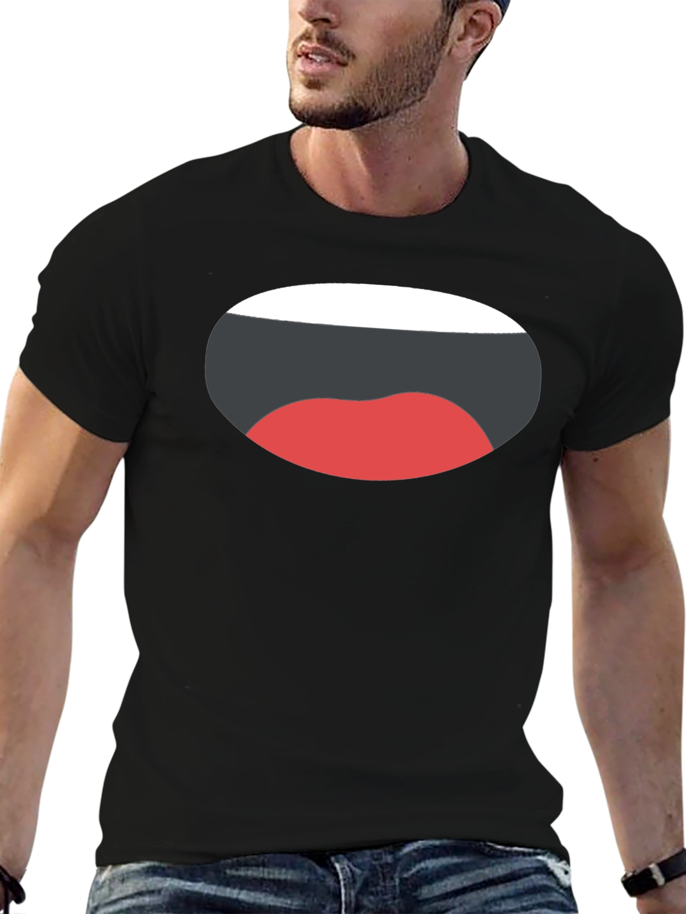 Black Funny Mouth Graphic Black T-Shirt view 6