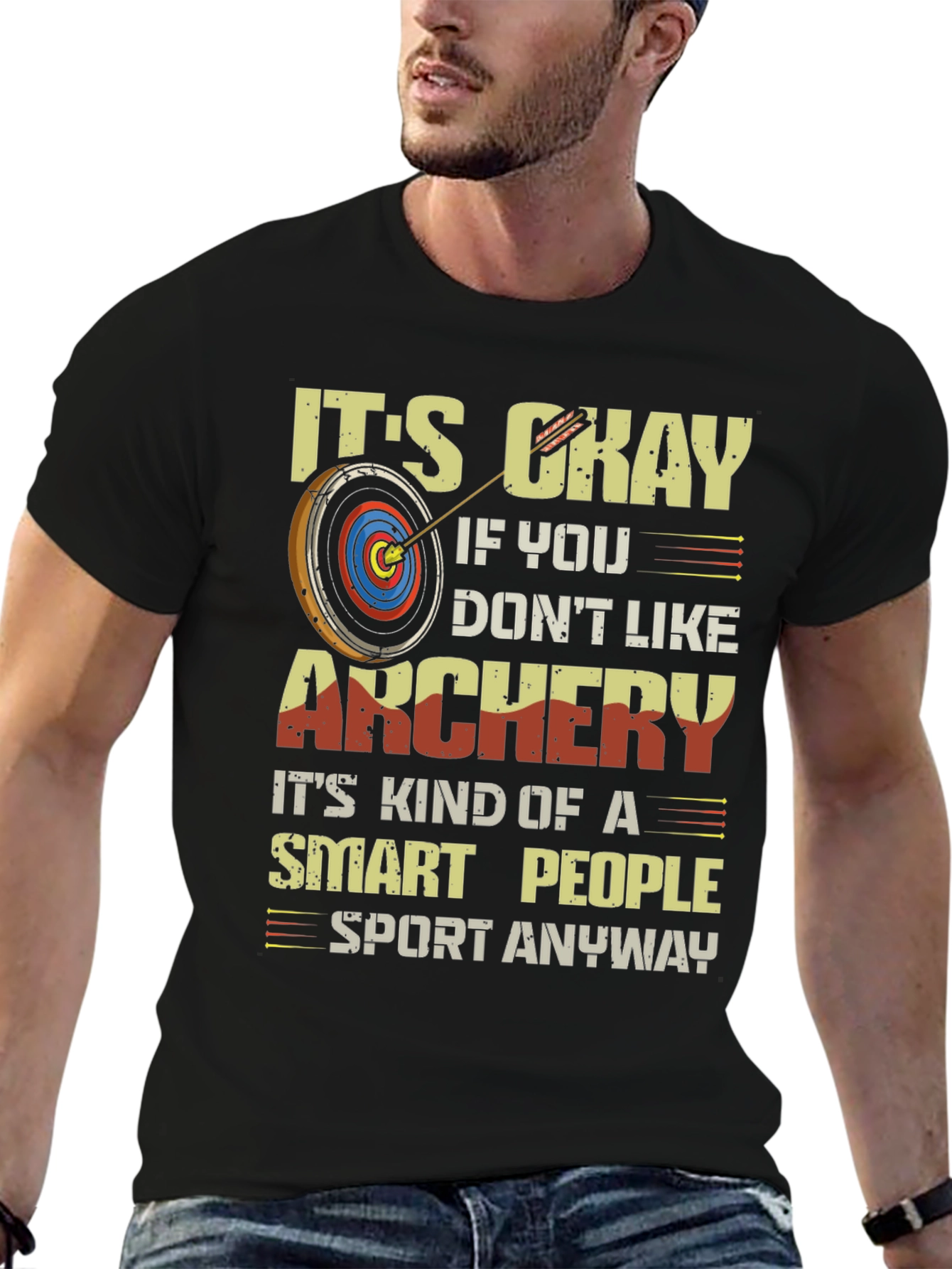Black Archery Smart People T-Shirt view 6