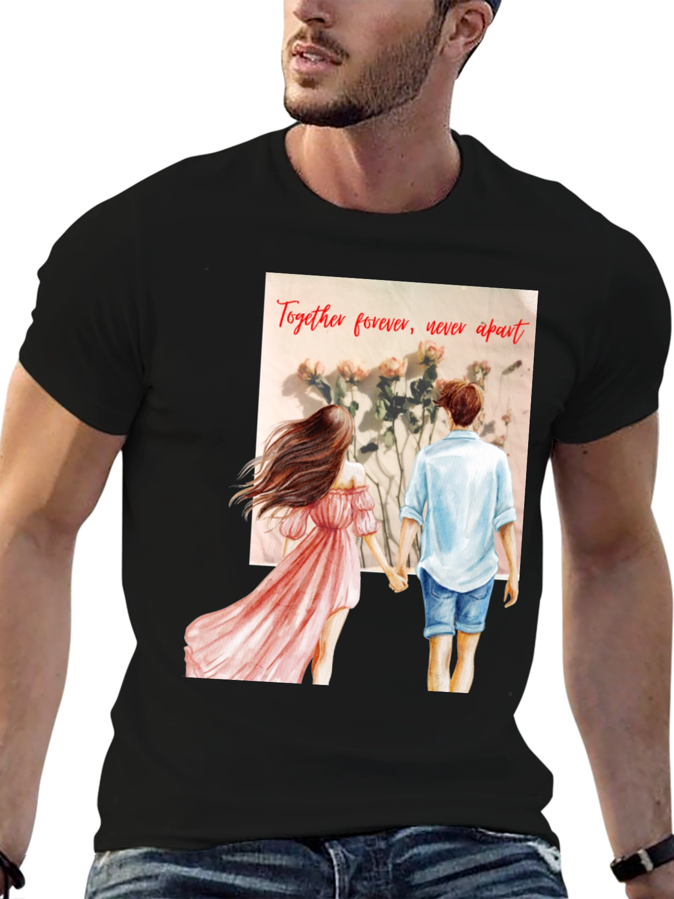 Black Romantic Couple Tee: Together Forever view 6