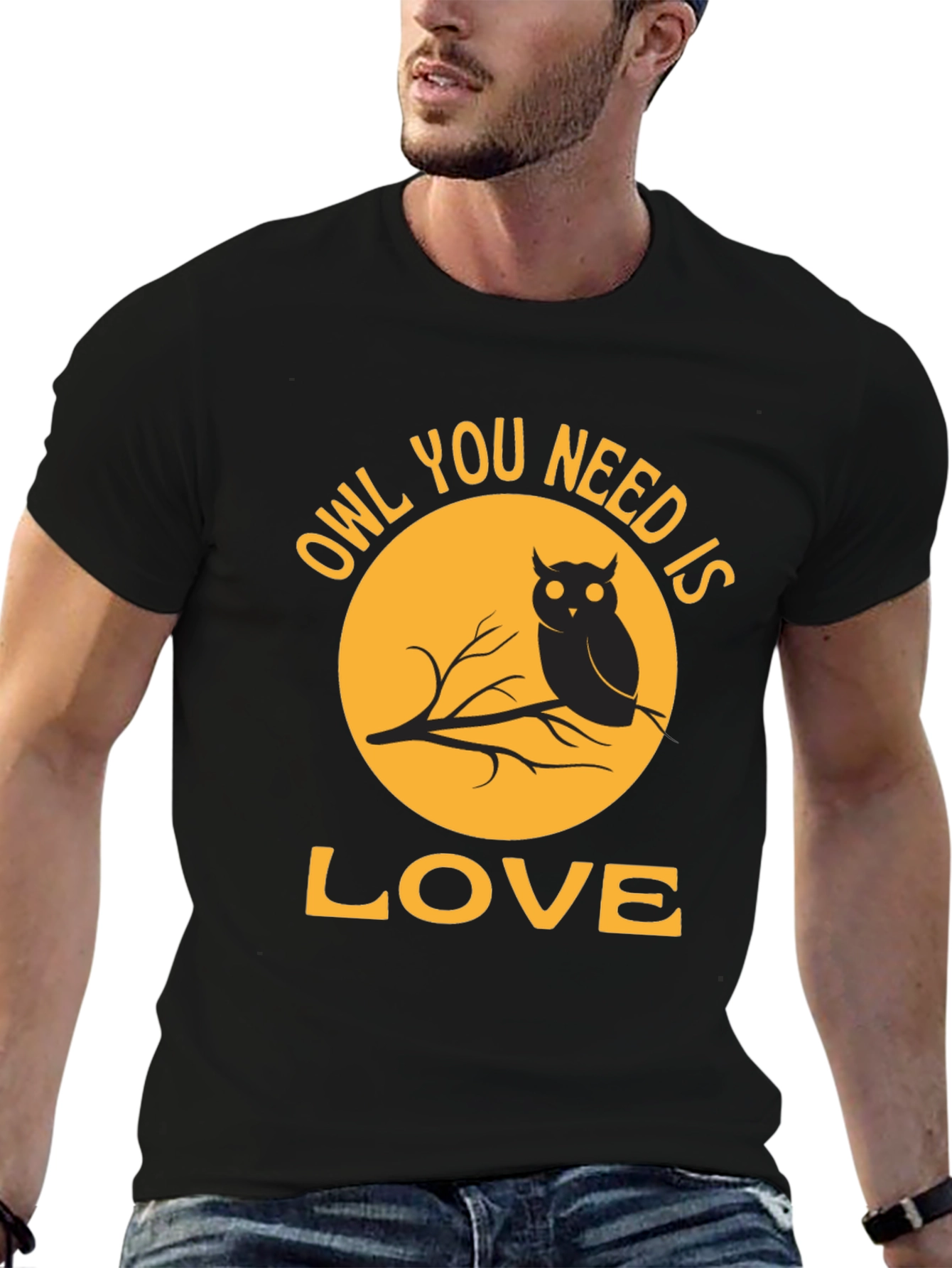 Black Owl You Need Is Love T-Shirt - Black view 6