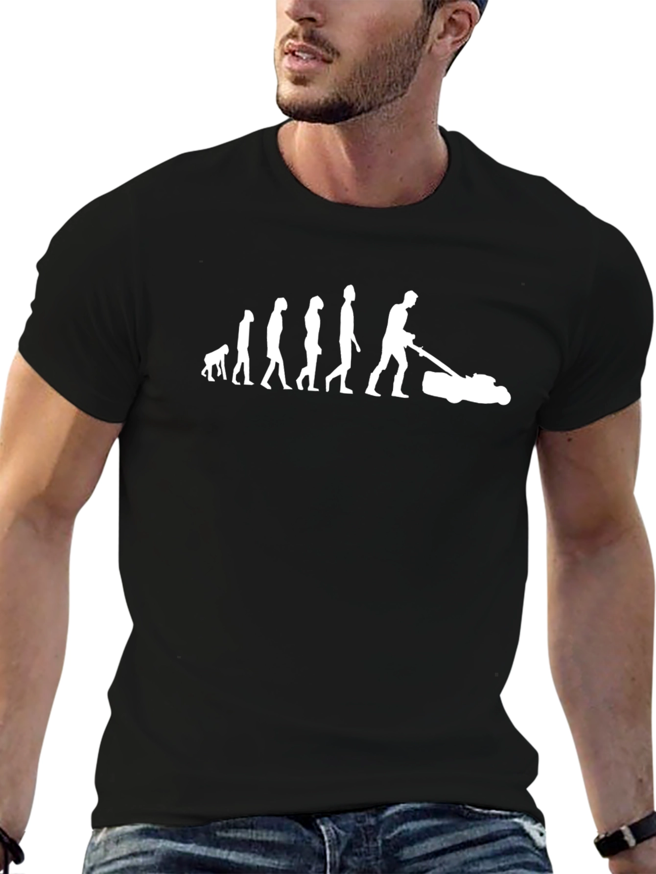 Black Evolution of Mowing T-Shirt - Funny Garden Humor Tee view 6