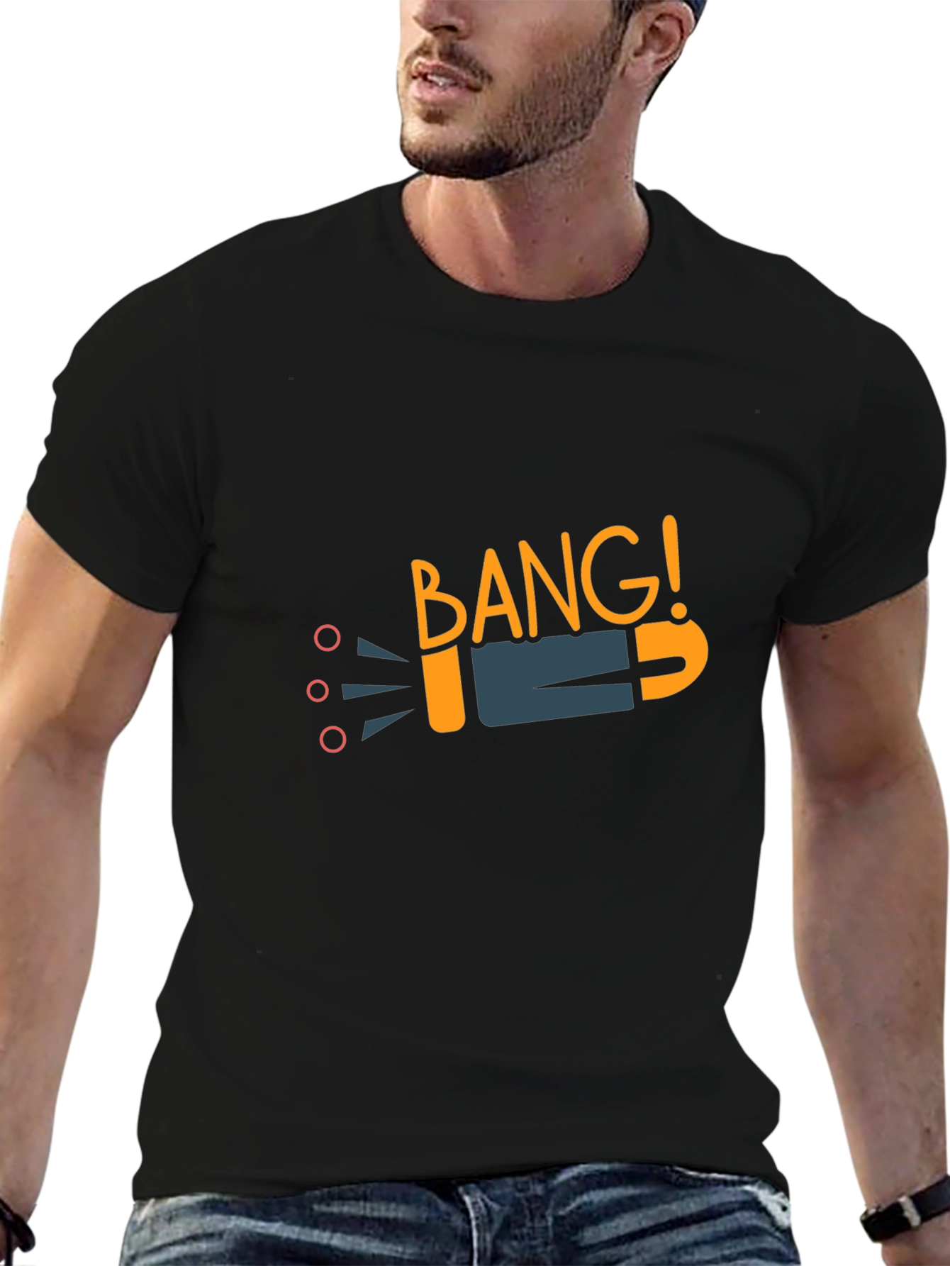 Black Bang! Graphic Tee - Black Cotton T-Shirt view 6