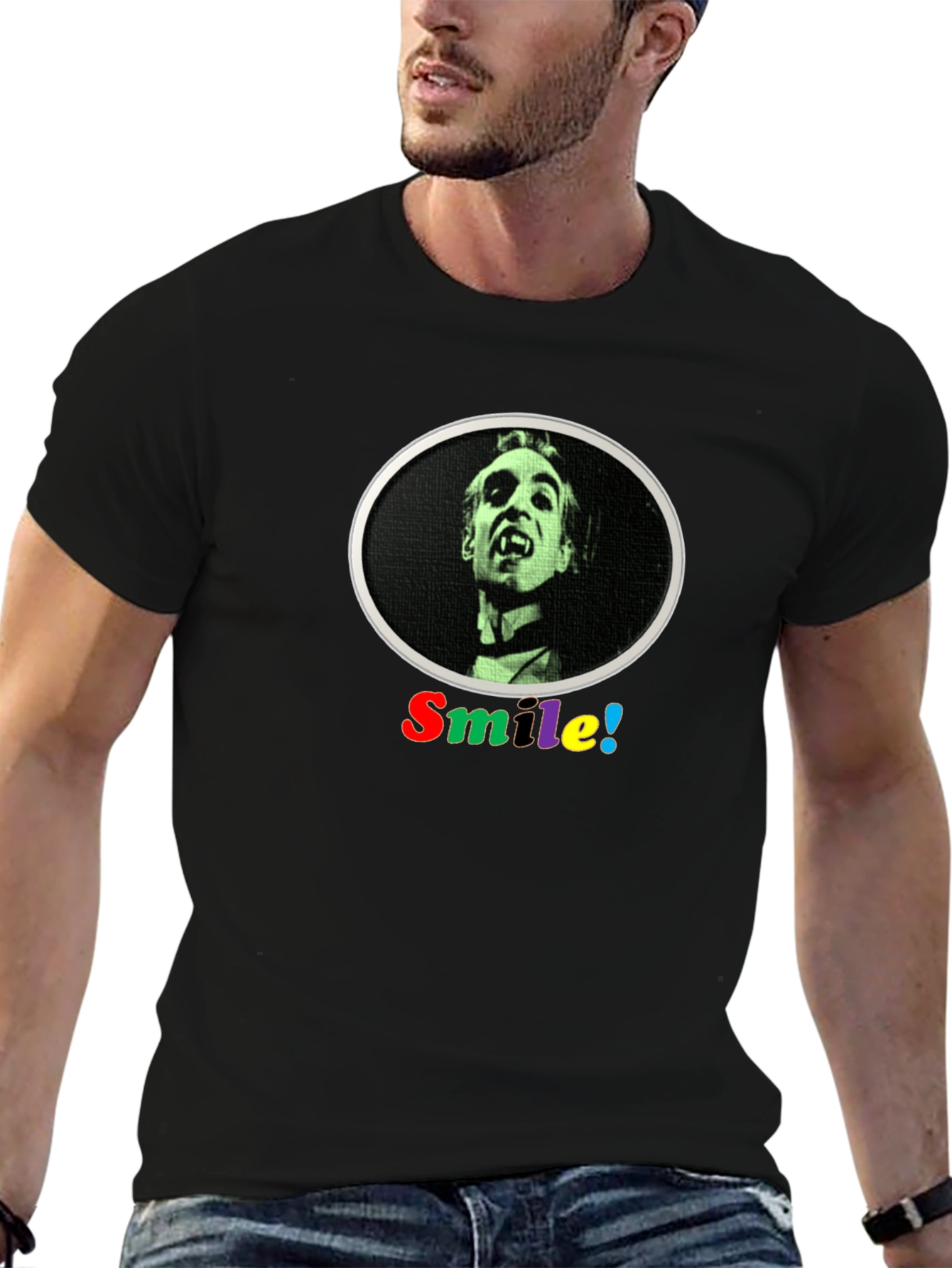 Black Smile Vampire Tee - Unisex Graphic T-Shirt view 6