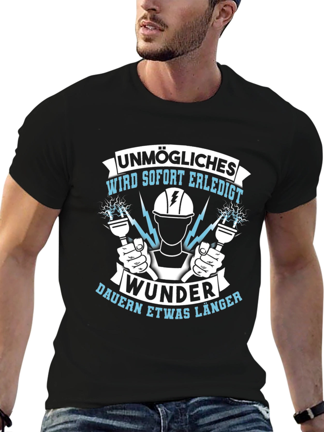 Black Electrician Humor T-Shirt - Unmögliches Wird Sofort Erledigt view 6