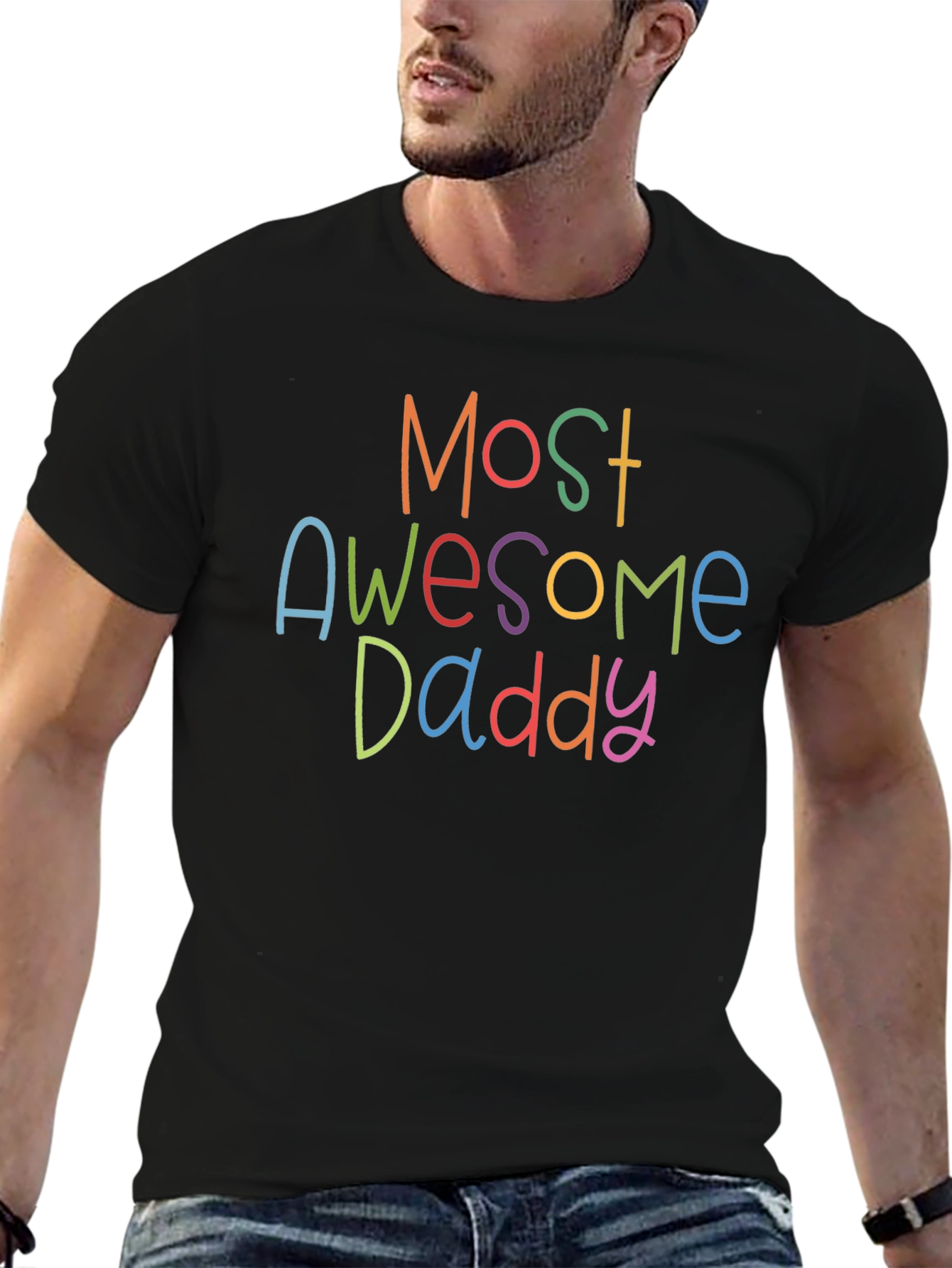 Black Most Awesome Daddy Graphic Tee - Black view 6
