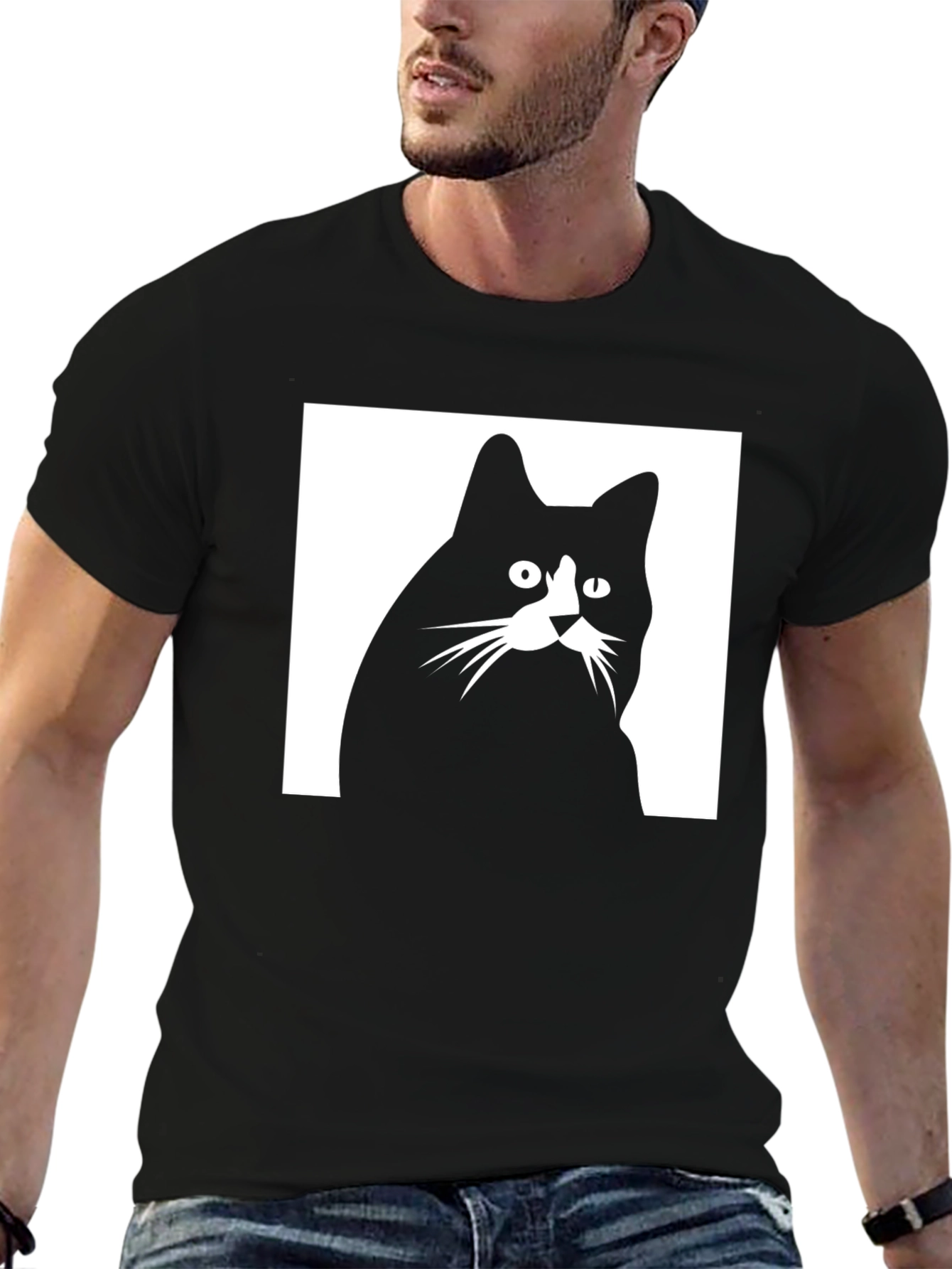 Black Black Cat Graphic T-Shirt - Unisex view 6