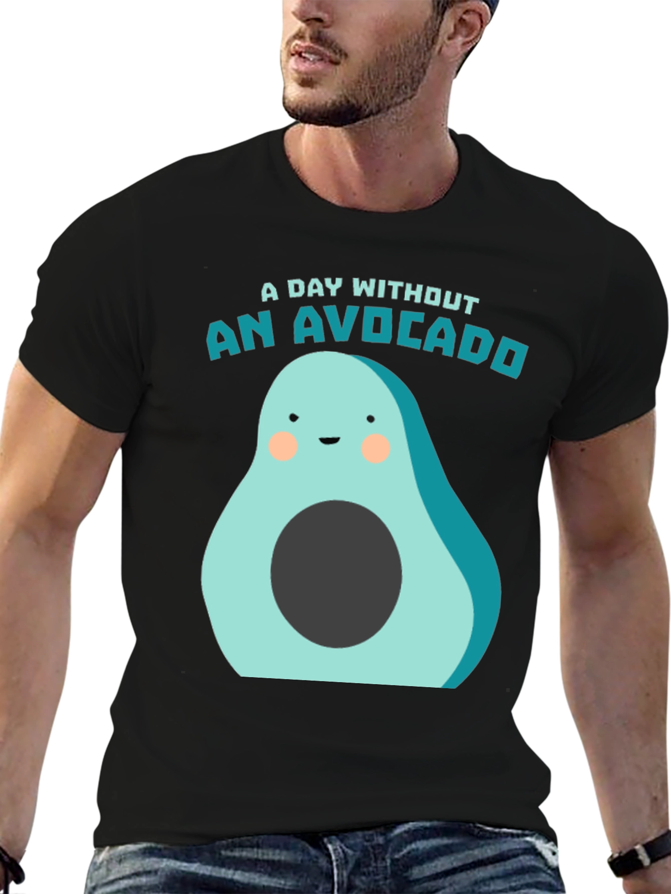Black A Day Without an Avocado Funny T-Shirt view 6