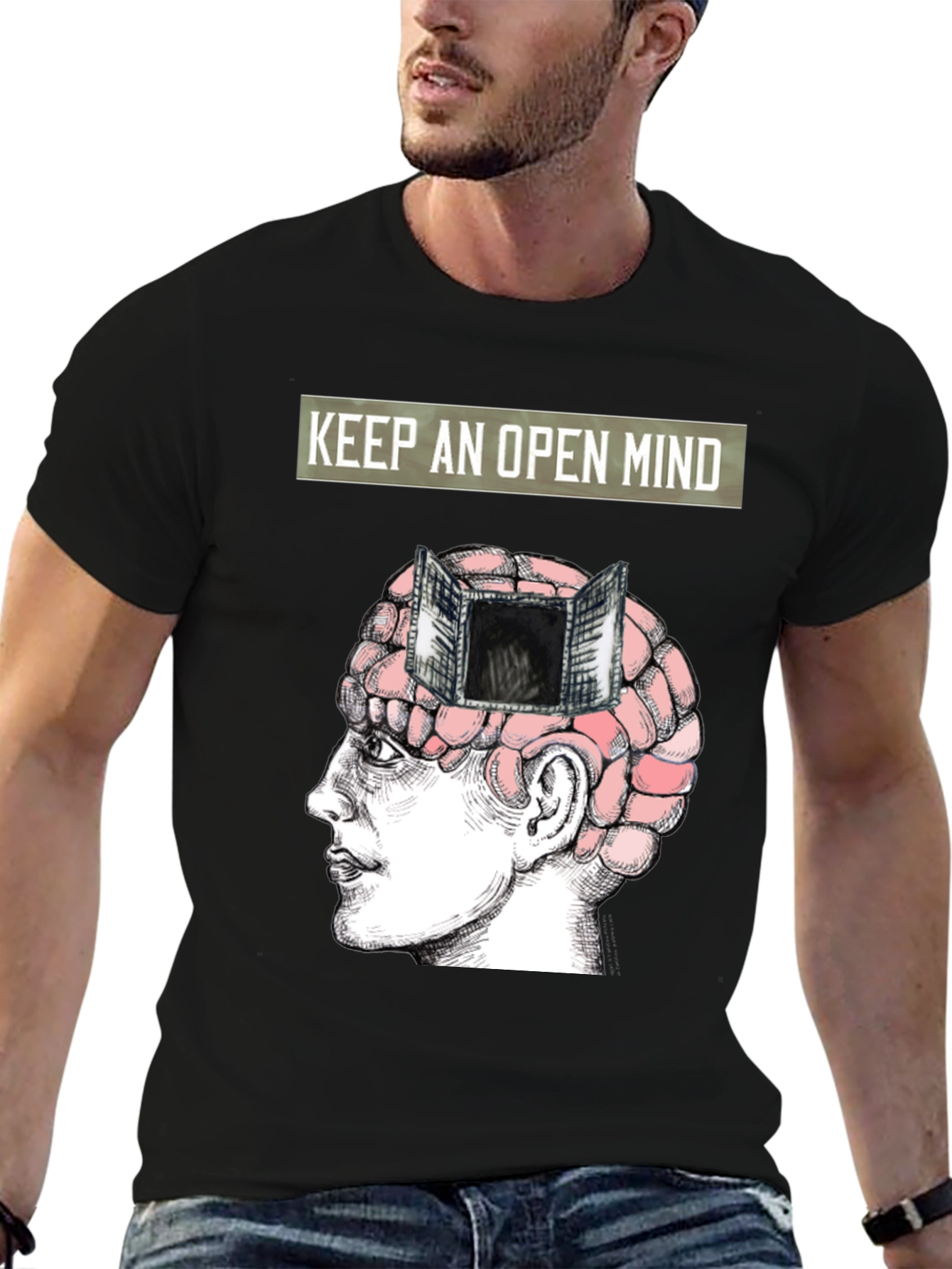 Black Open Mind T-Shirt - Express Yourself view 6