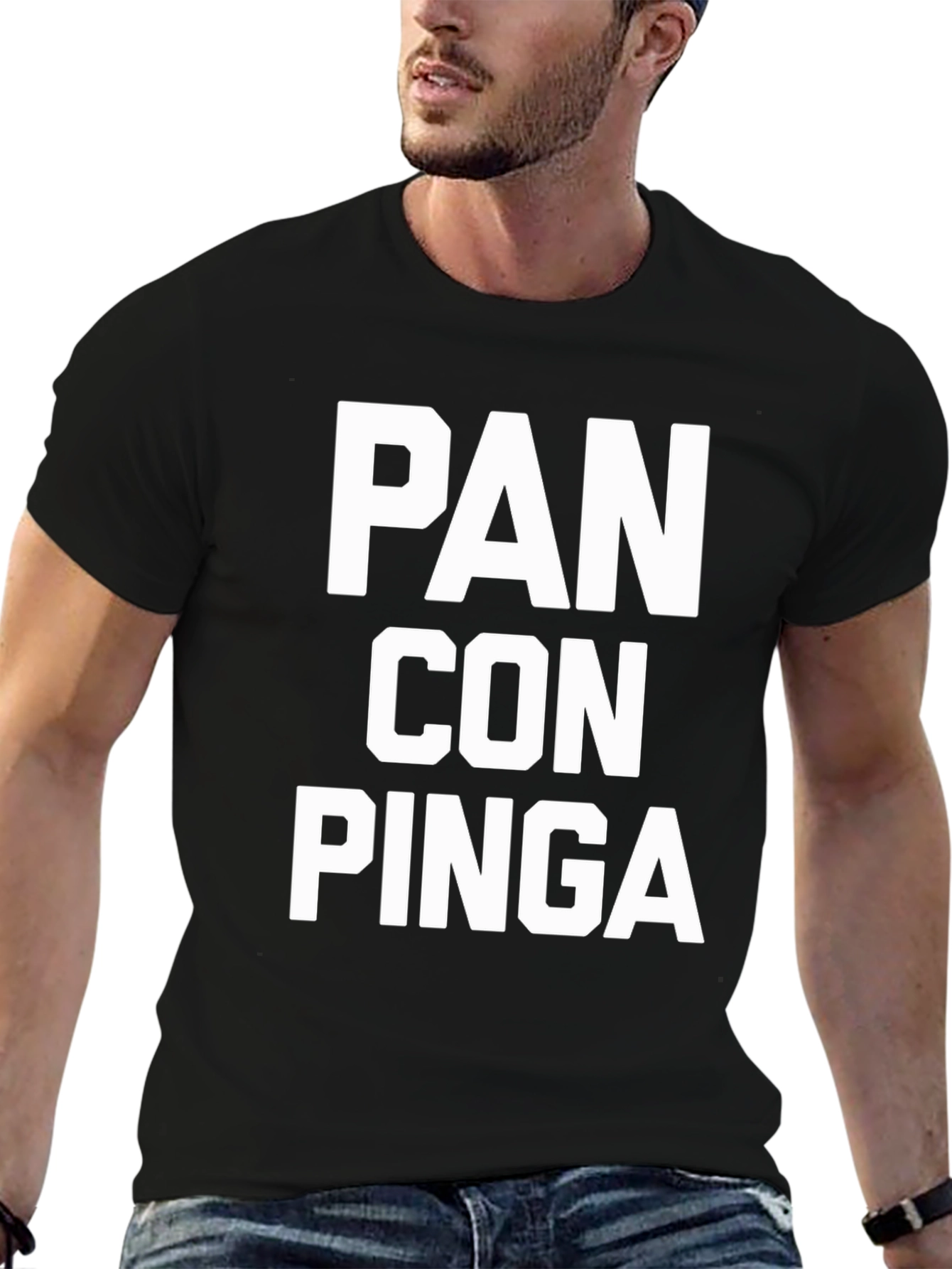 Black Pan Con Pinga T-Shirt - Funny Slogan Tee view 6