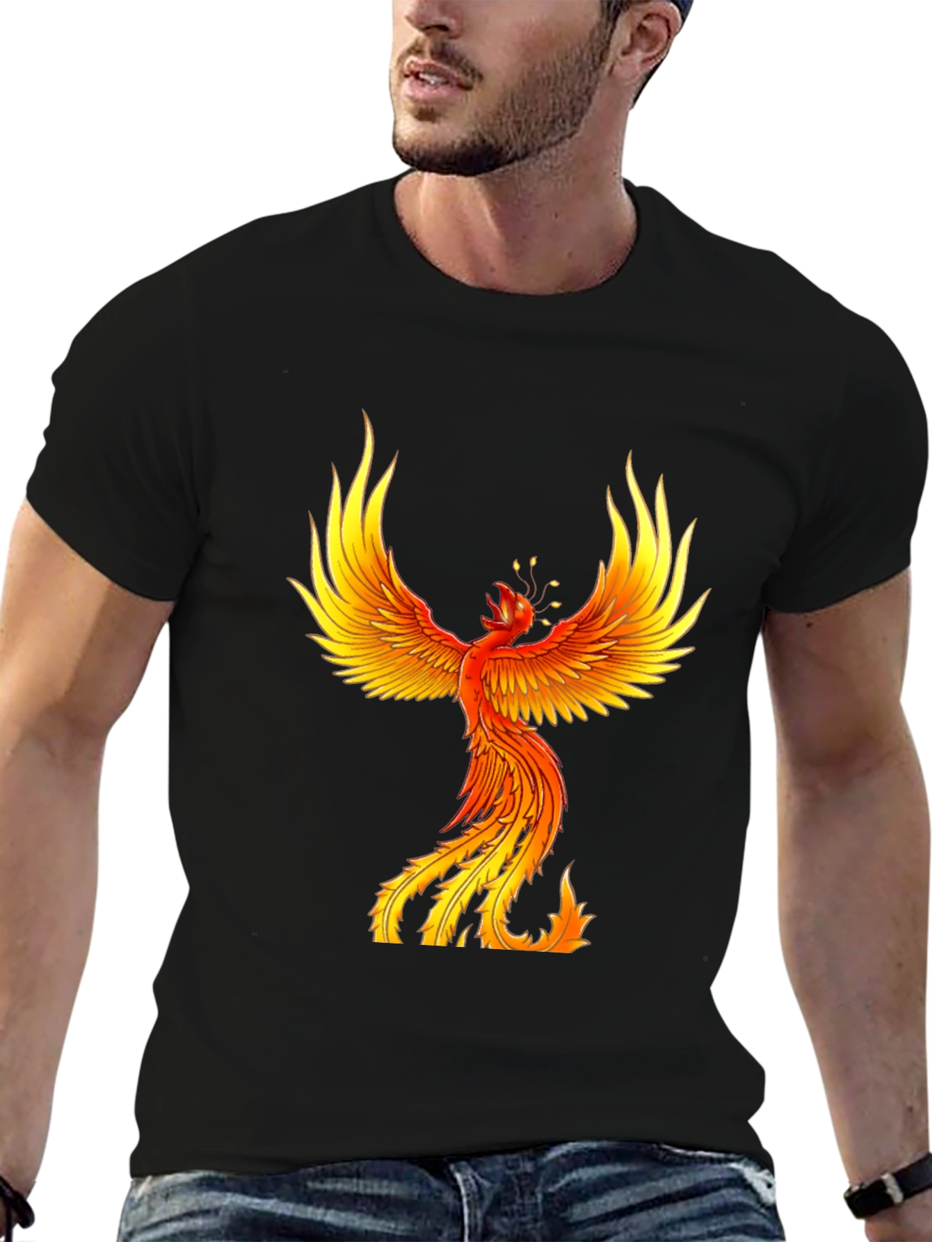 Black Fiery Phoenix Graphic Tee - Bold Black view 6