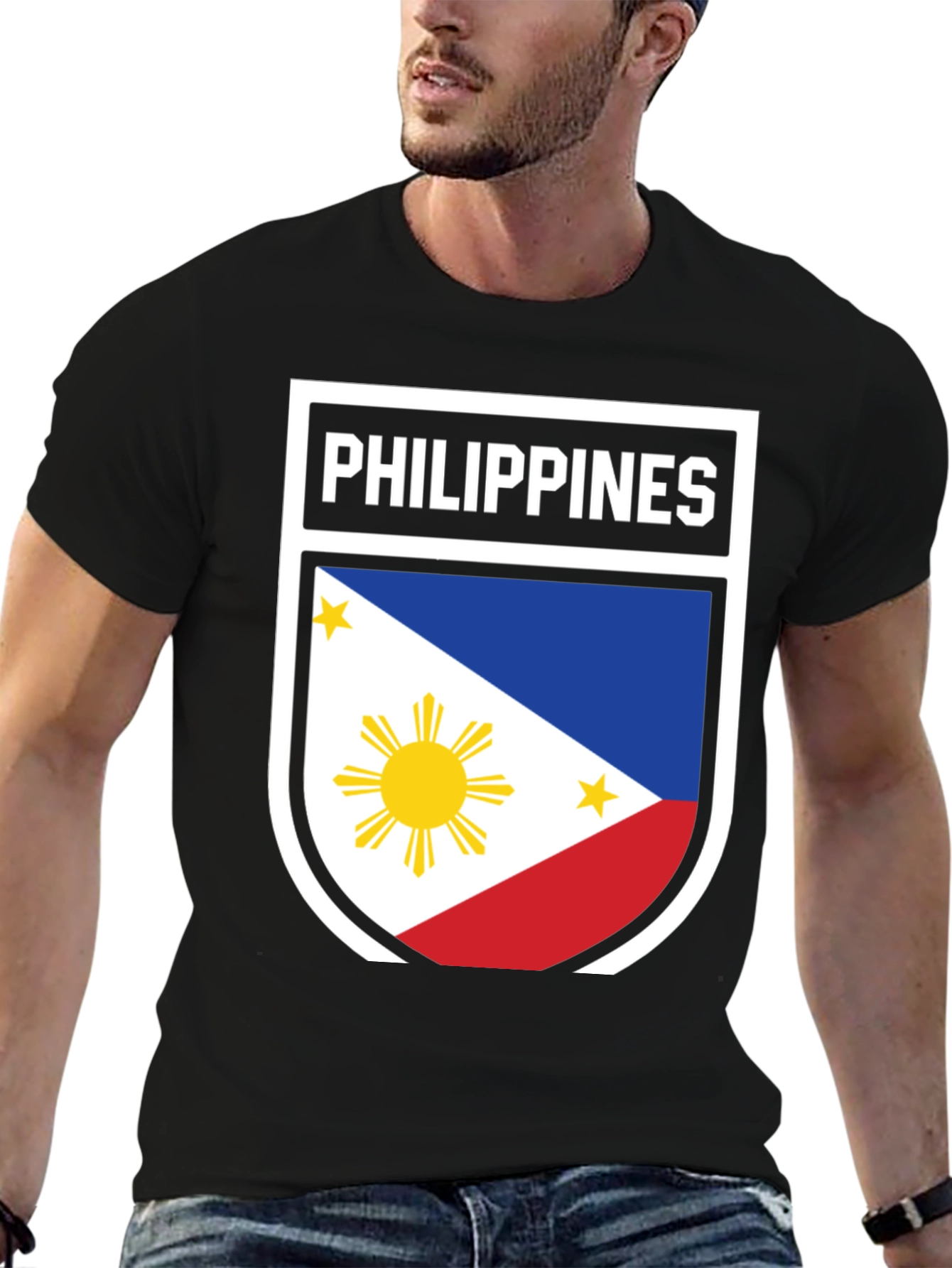 Black Philippines Flag Shield T-Shirt - Patriotic Filipino Pride view 6