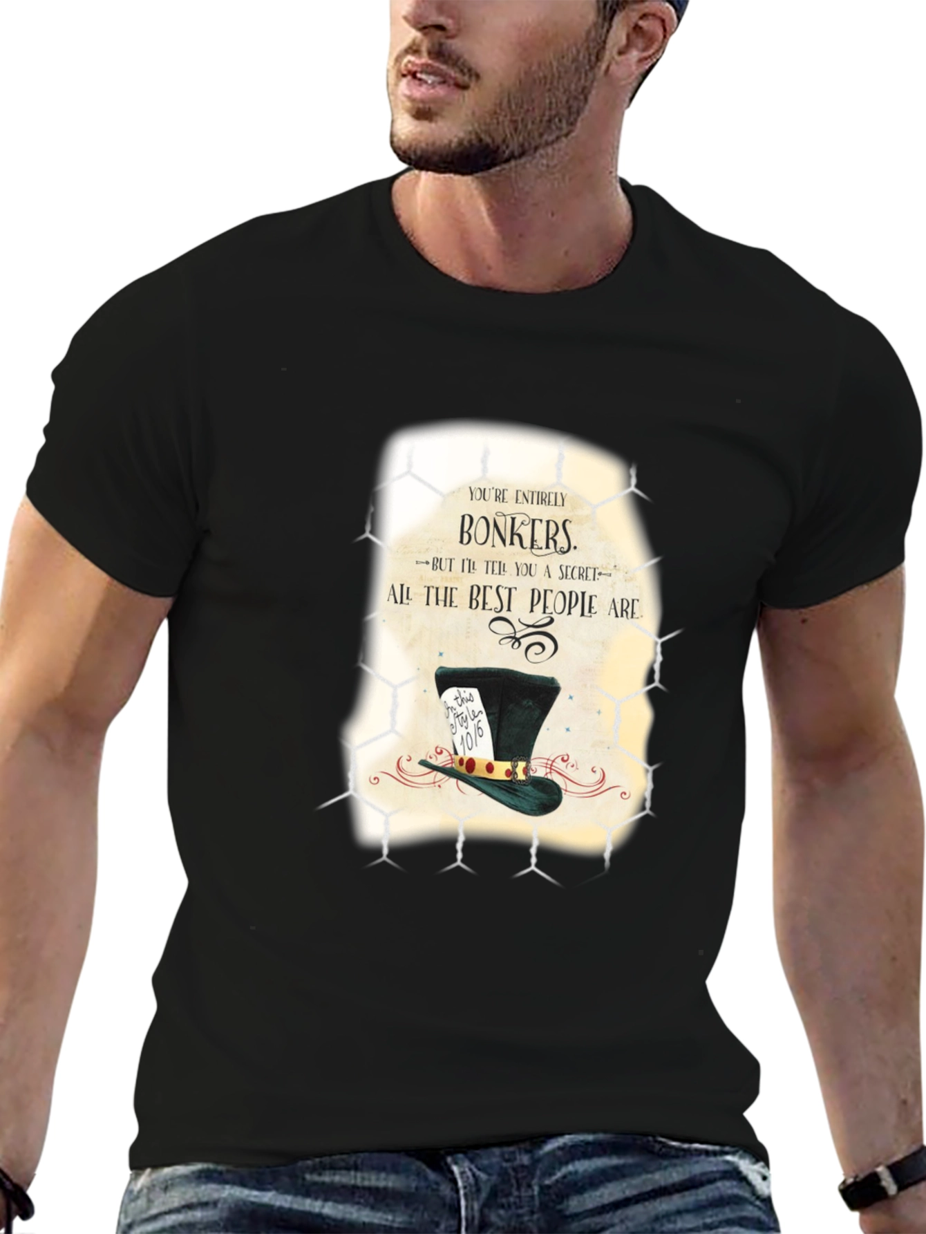 Black Alice in Wonderland Bonkers Graphic T-Shirt view 6