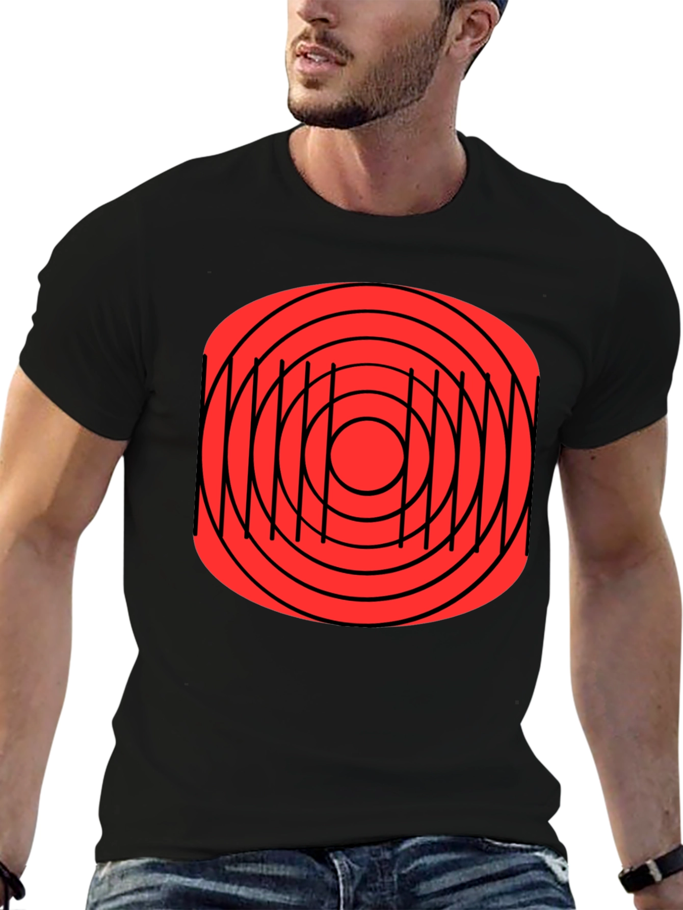 Black Abstract Target Graphic T-Shirt view 6