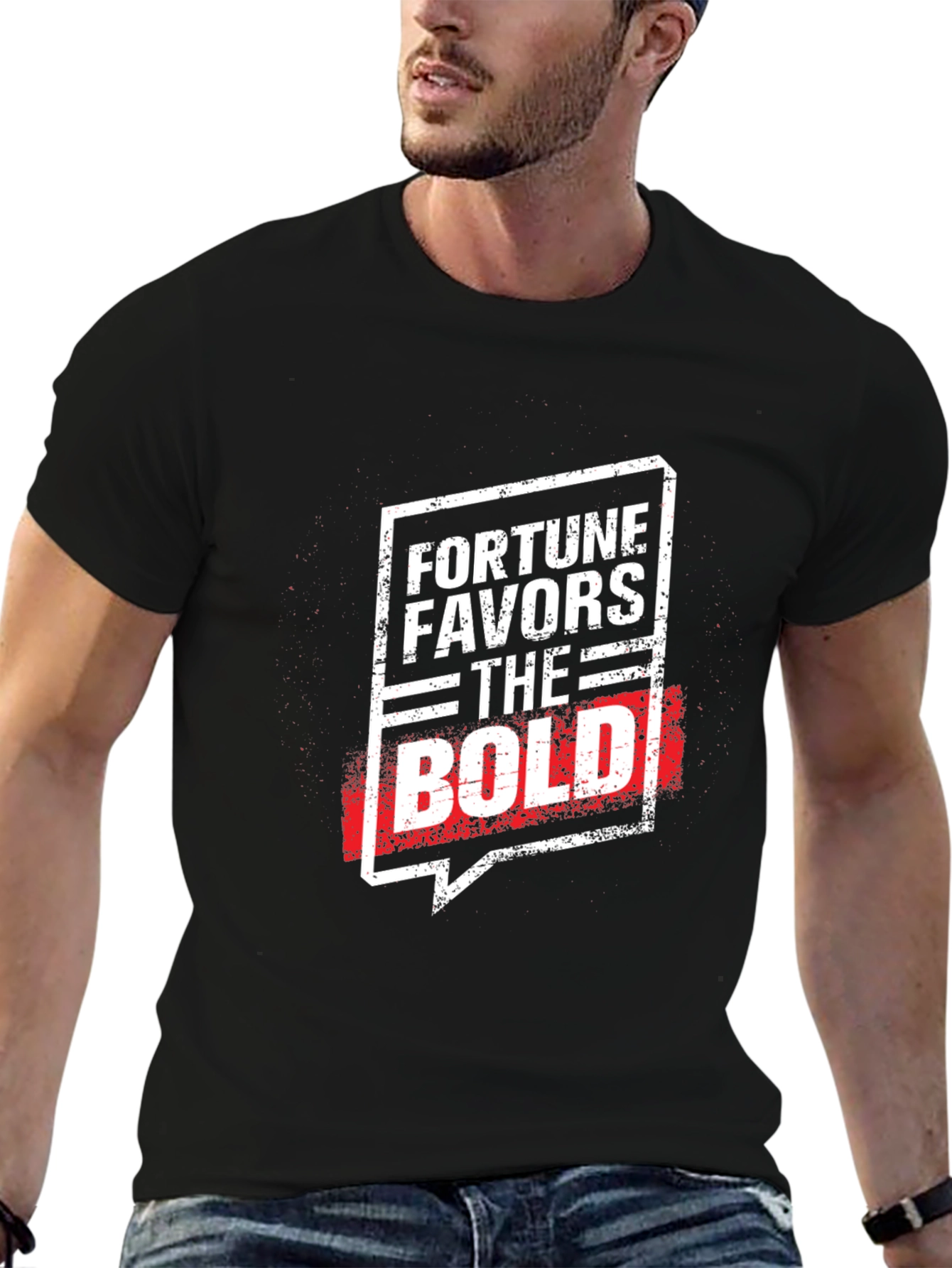 Black Fortune Favors the Bold Graphic Tee - Black view 6