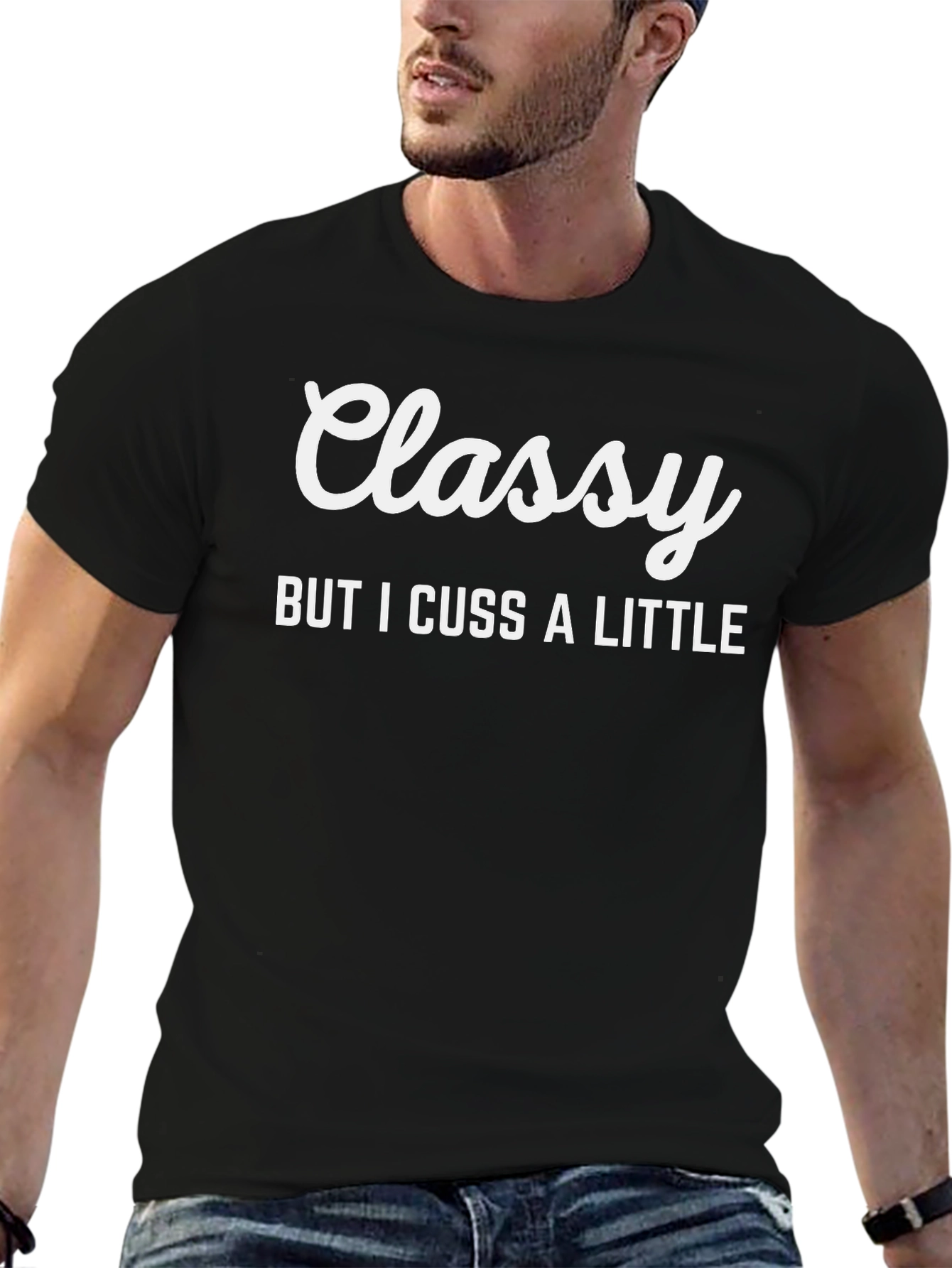 Black Classy But I Cuss a Little Graphic Tee view 6