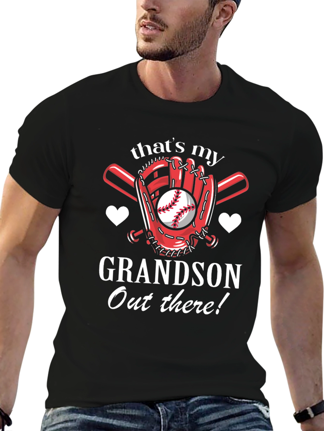 Black That's My Grandson Baseball T-Shirt view 6