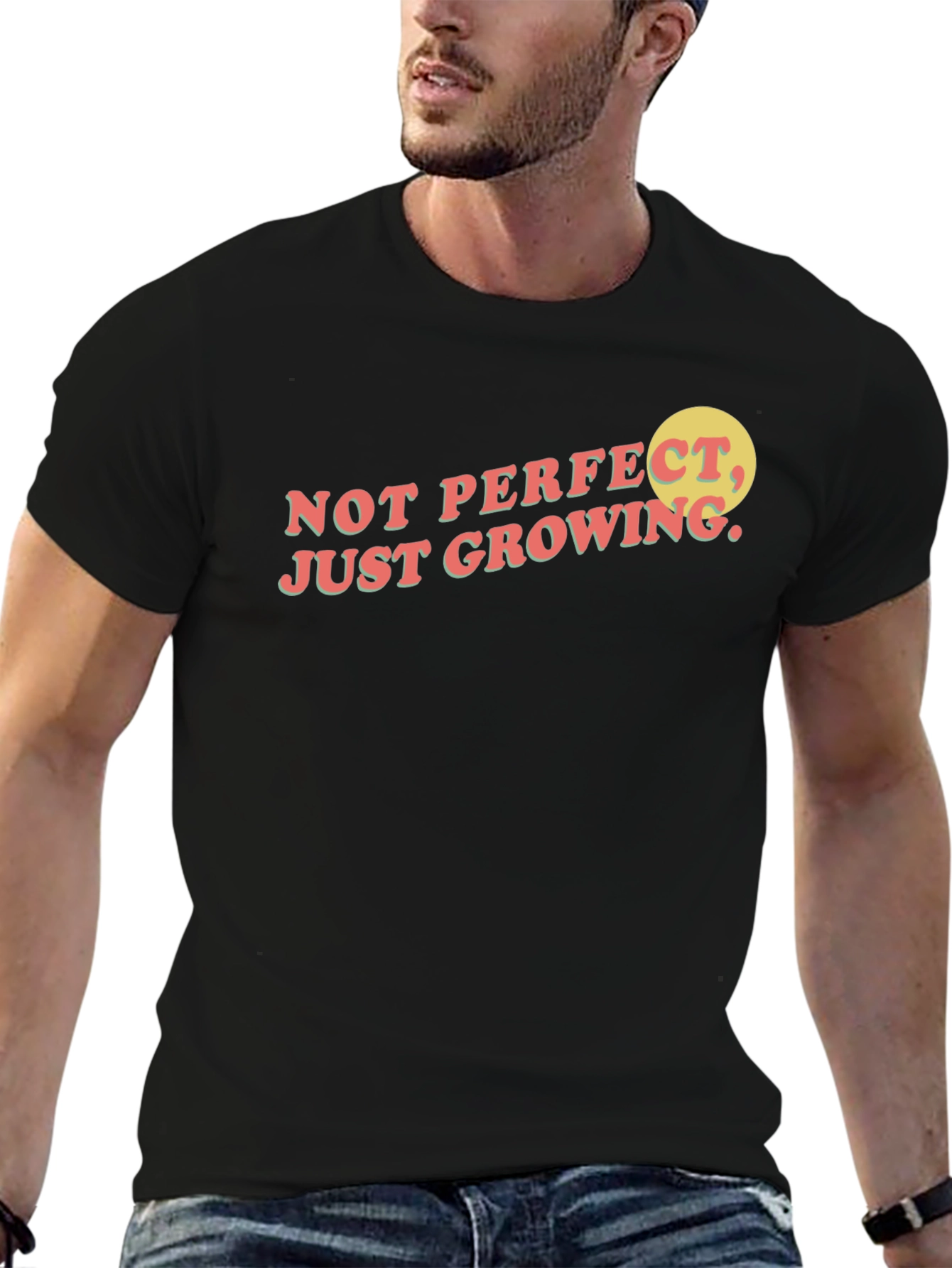 Black Not Perfect Just Growing T-Shirt view 6