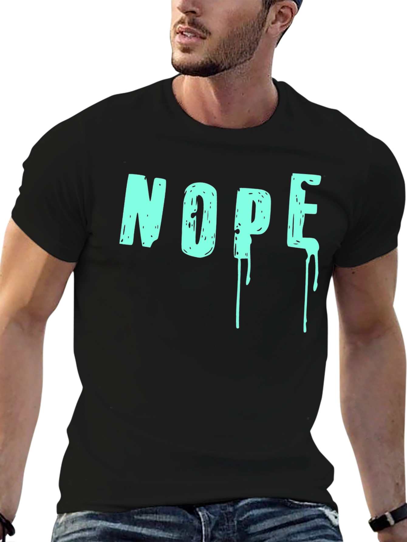 Black Nope Graphic T-Shirt - Men's Crew Neck view 6