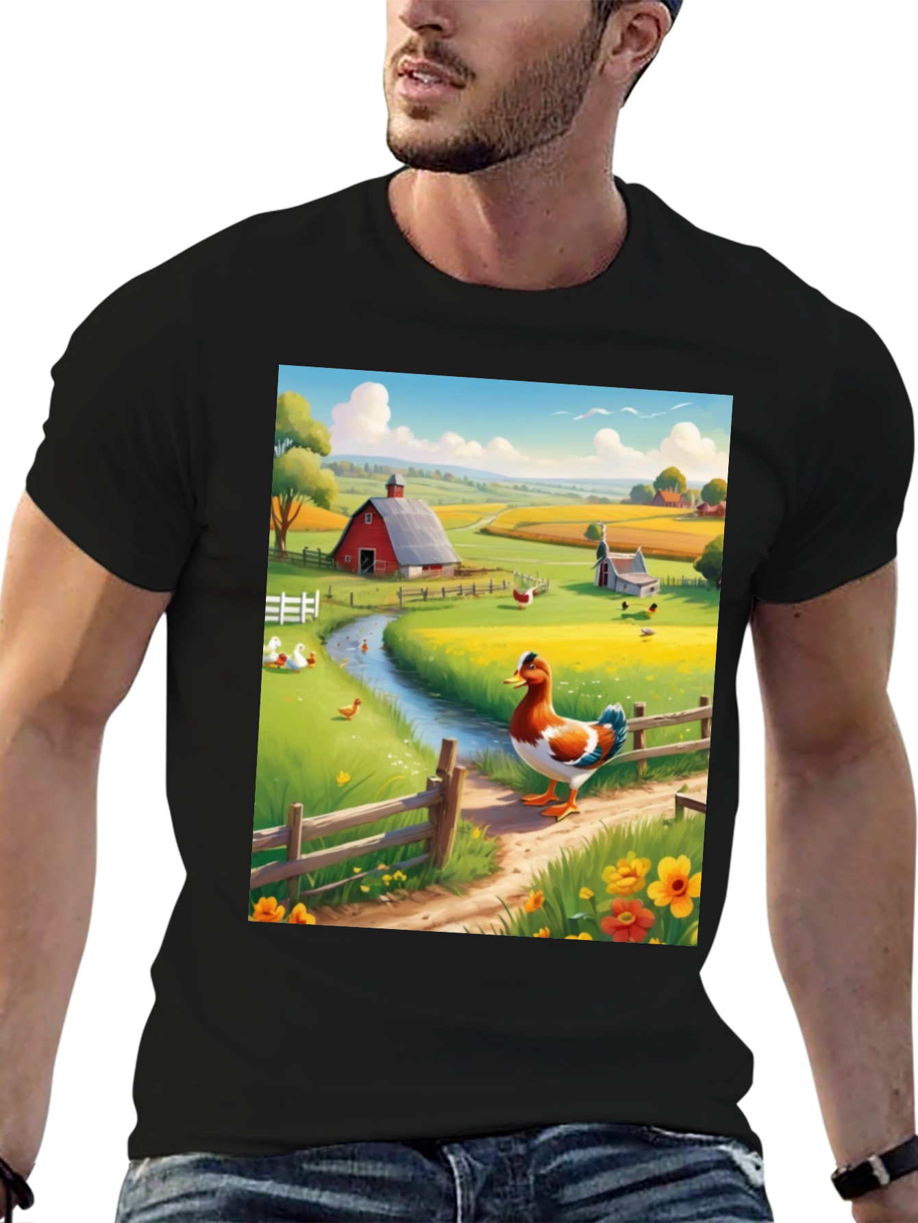 Black Farm Duck Graphic Tee - Countryside Charm view 6