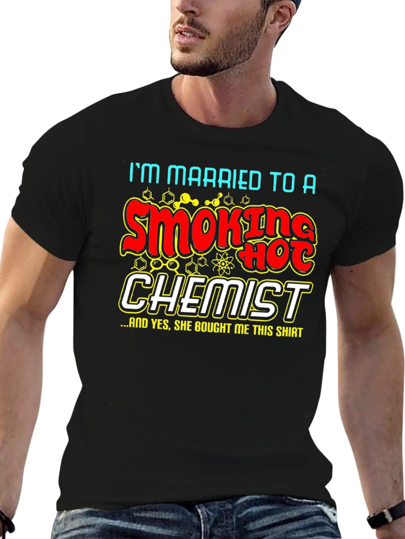 Black Funny Chemistry T-Shirt: Smoking Hot Chemist Gift view 6