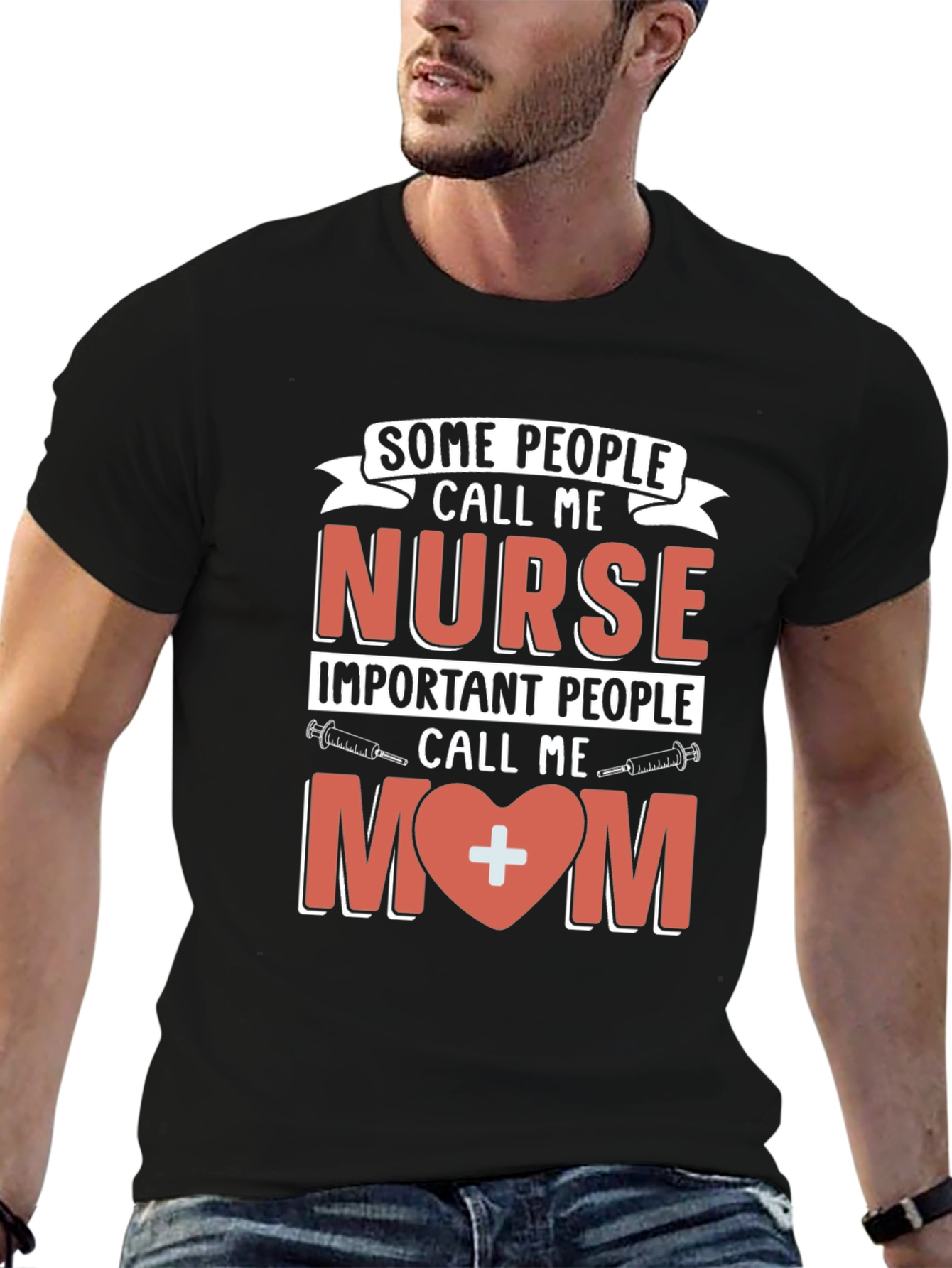 Black Nurse Mom T-Shirt - Gift for Nursing Moms view 6