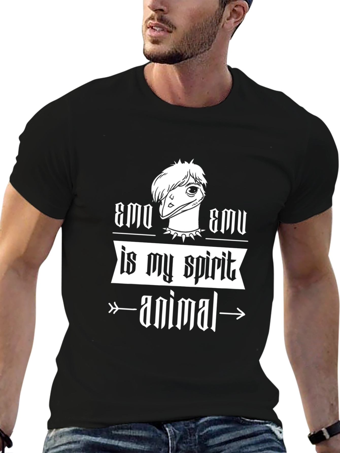 Black Emo Emu Spirit Animal Graphic Tee view 6