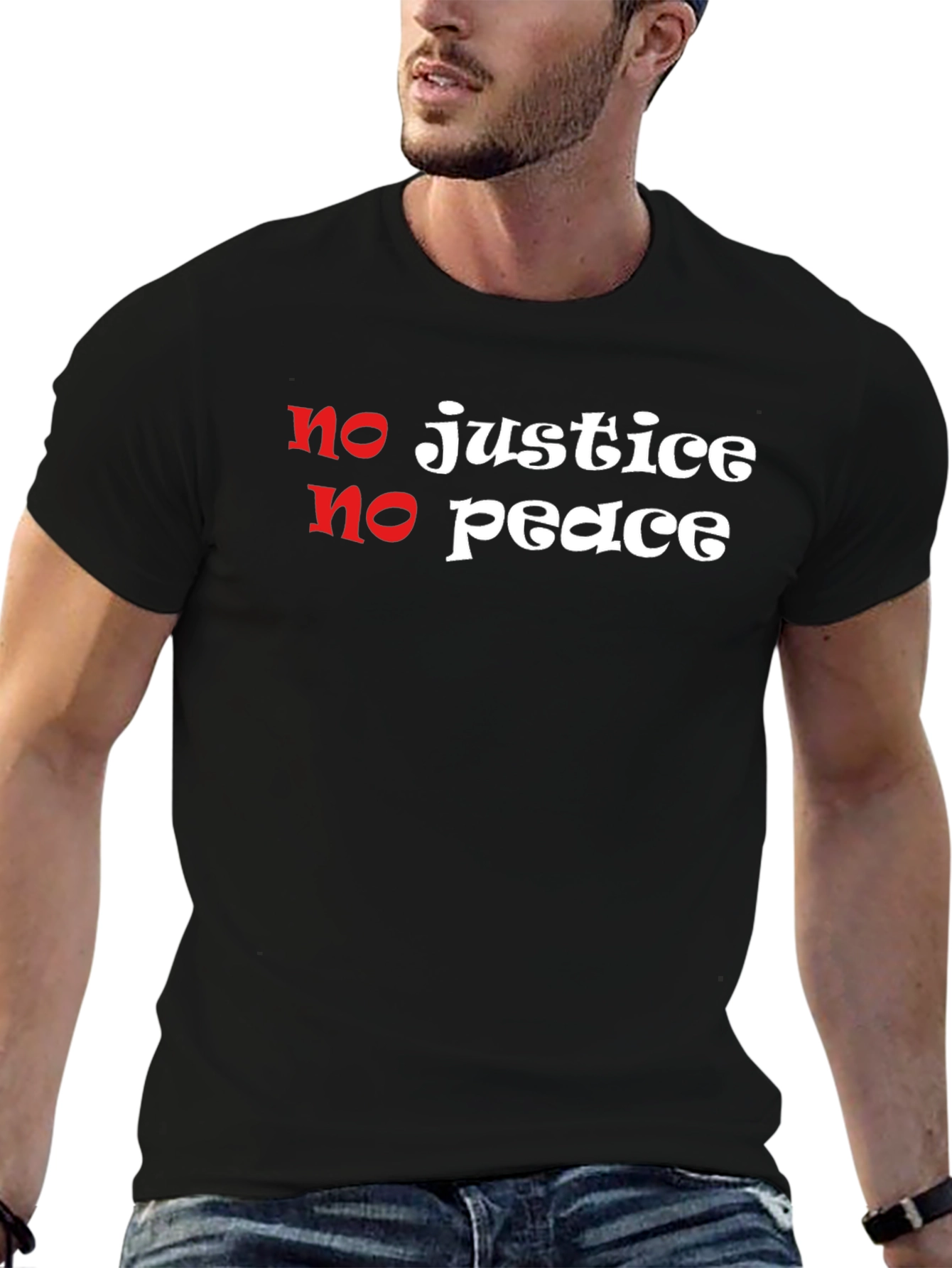Black No Justice No Peace Graphic Tee view 6