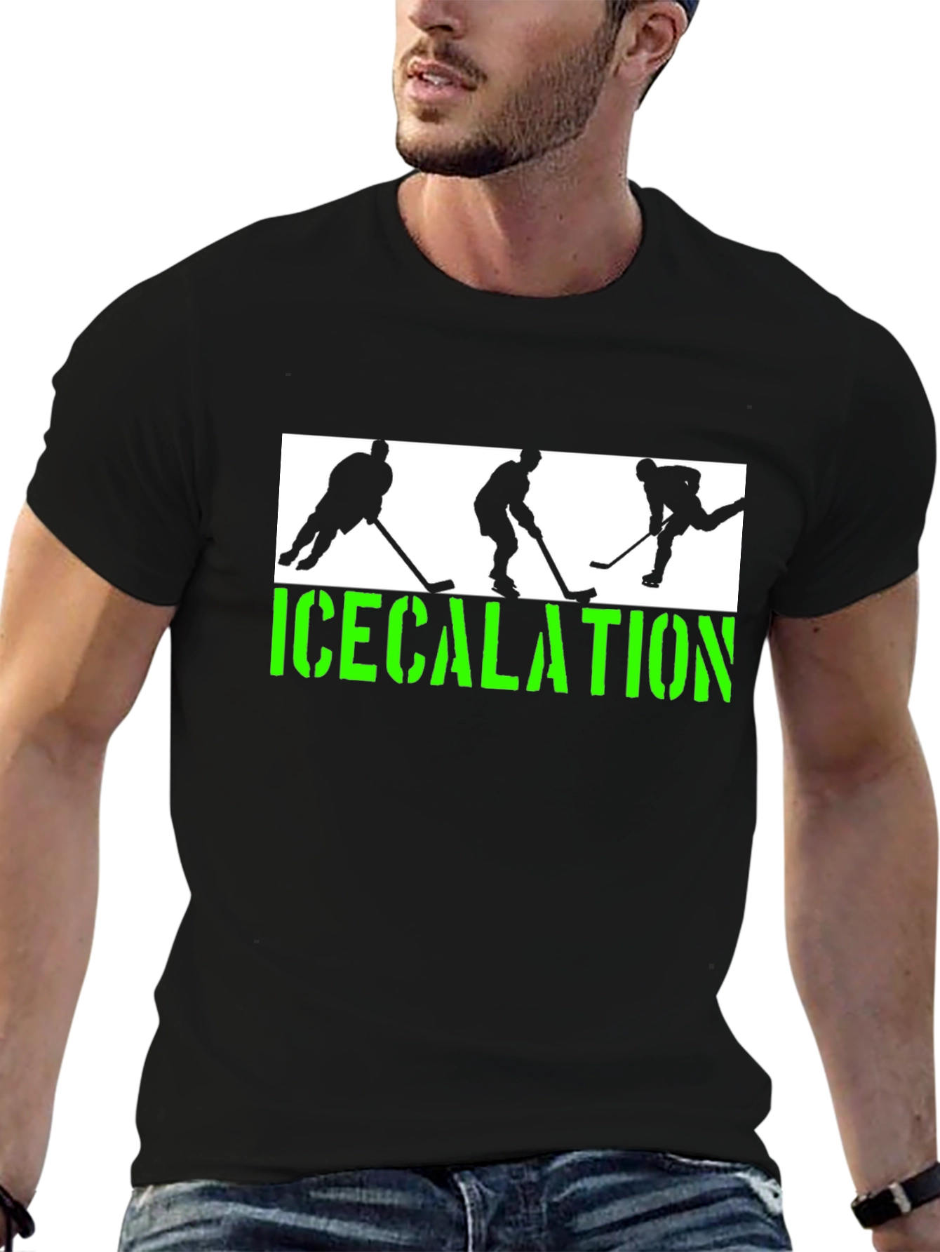 Black Icecalation Hockey Graphic T-Shirt view 6