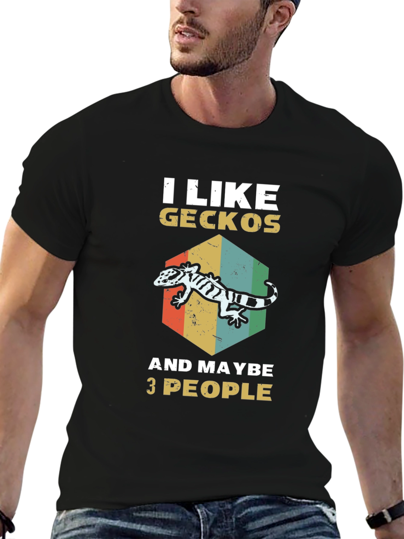 Black Gecko Lover T-Shirt - I Like Geckos and Maybe 3 People view 6