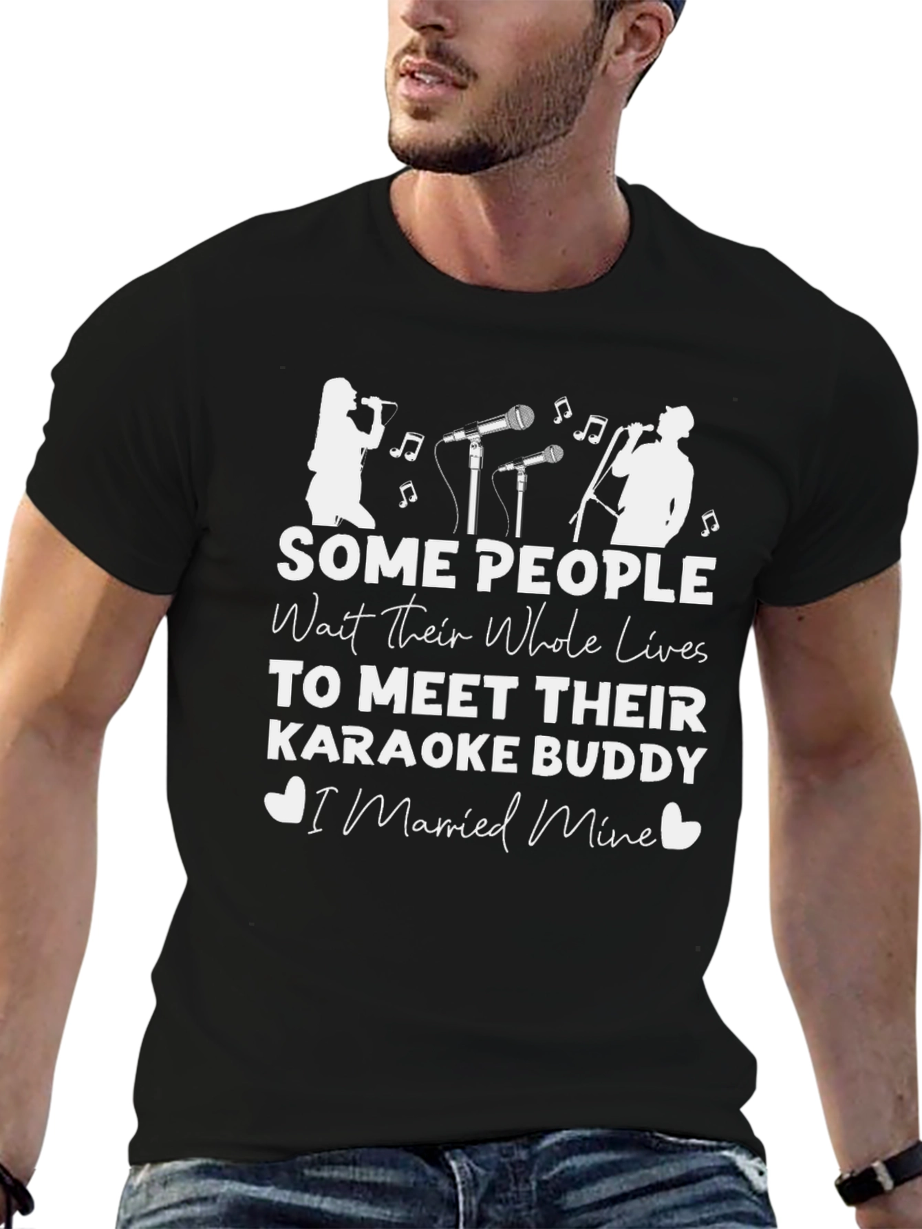 Black Karaoke Buddy T-Shirt - Married Mine Tee view 6