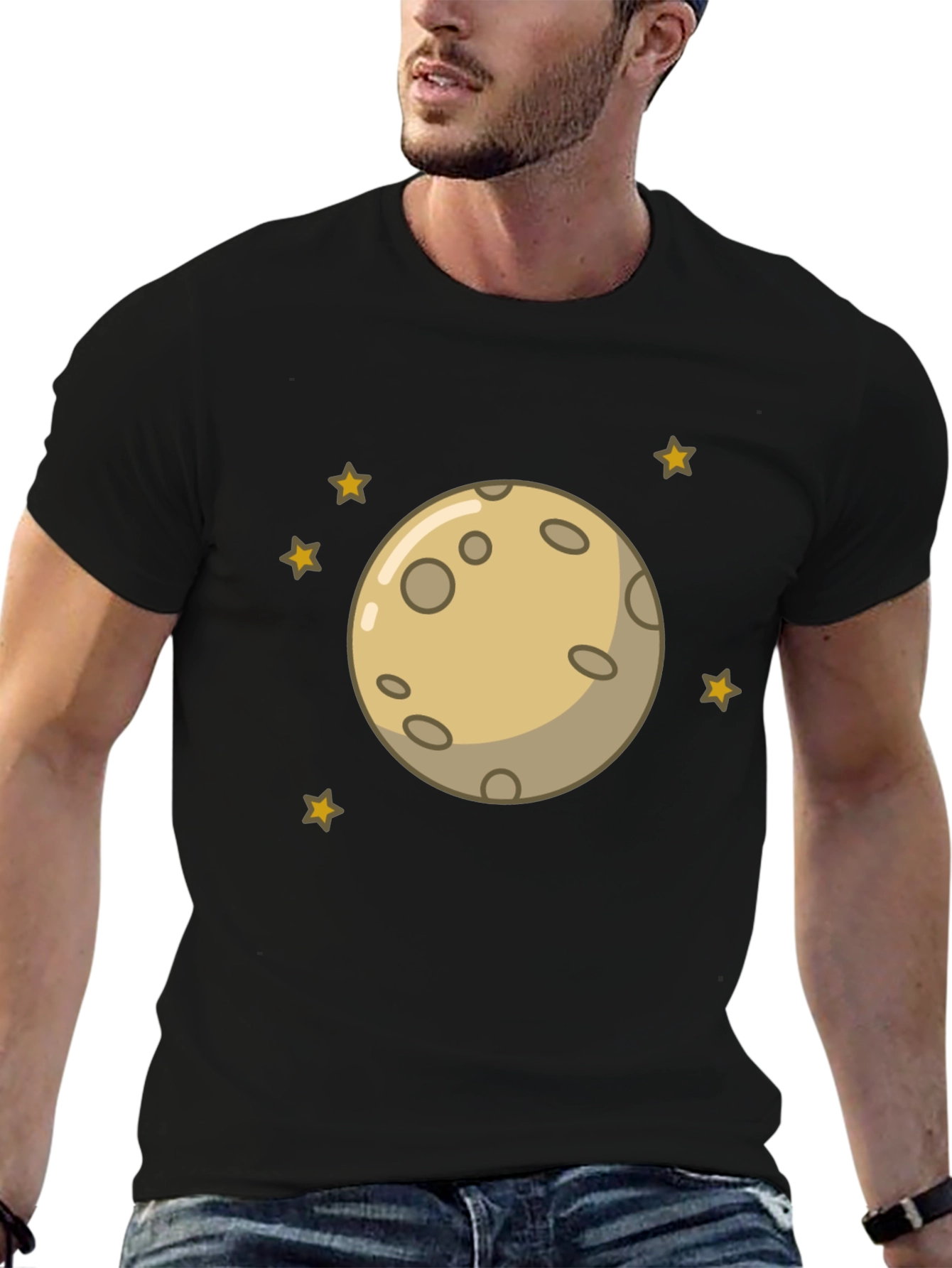 Black Moon and Stars Graphic Black T-Shirt view 6
