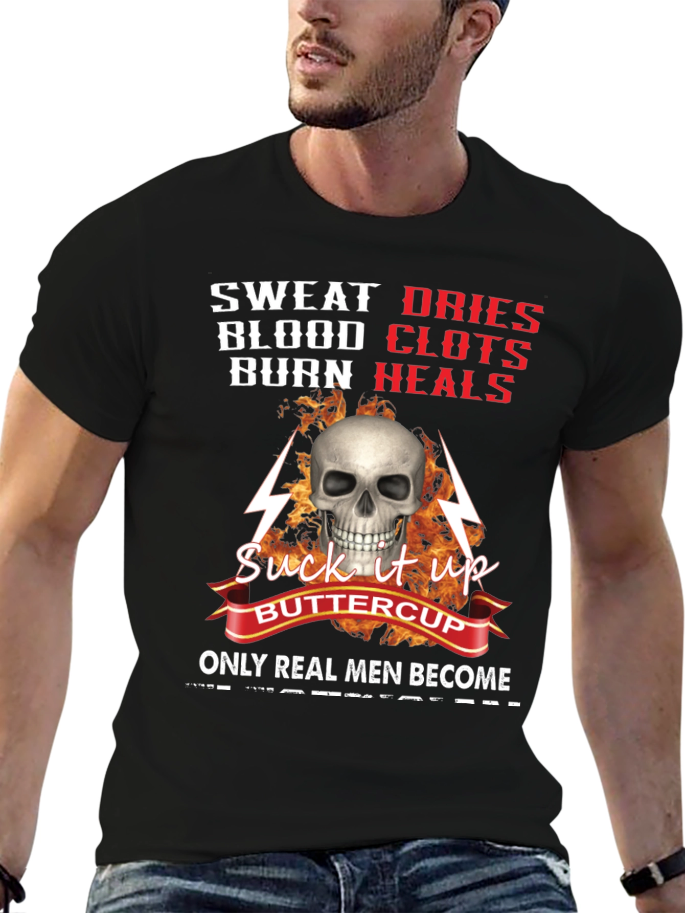 Black Sweat Blood Burn Graphic T-Shirt view 6