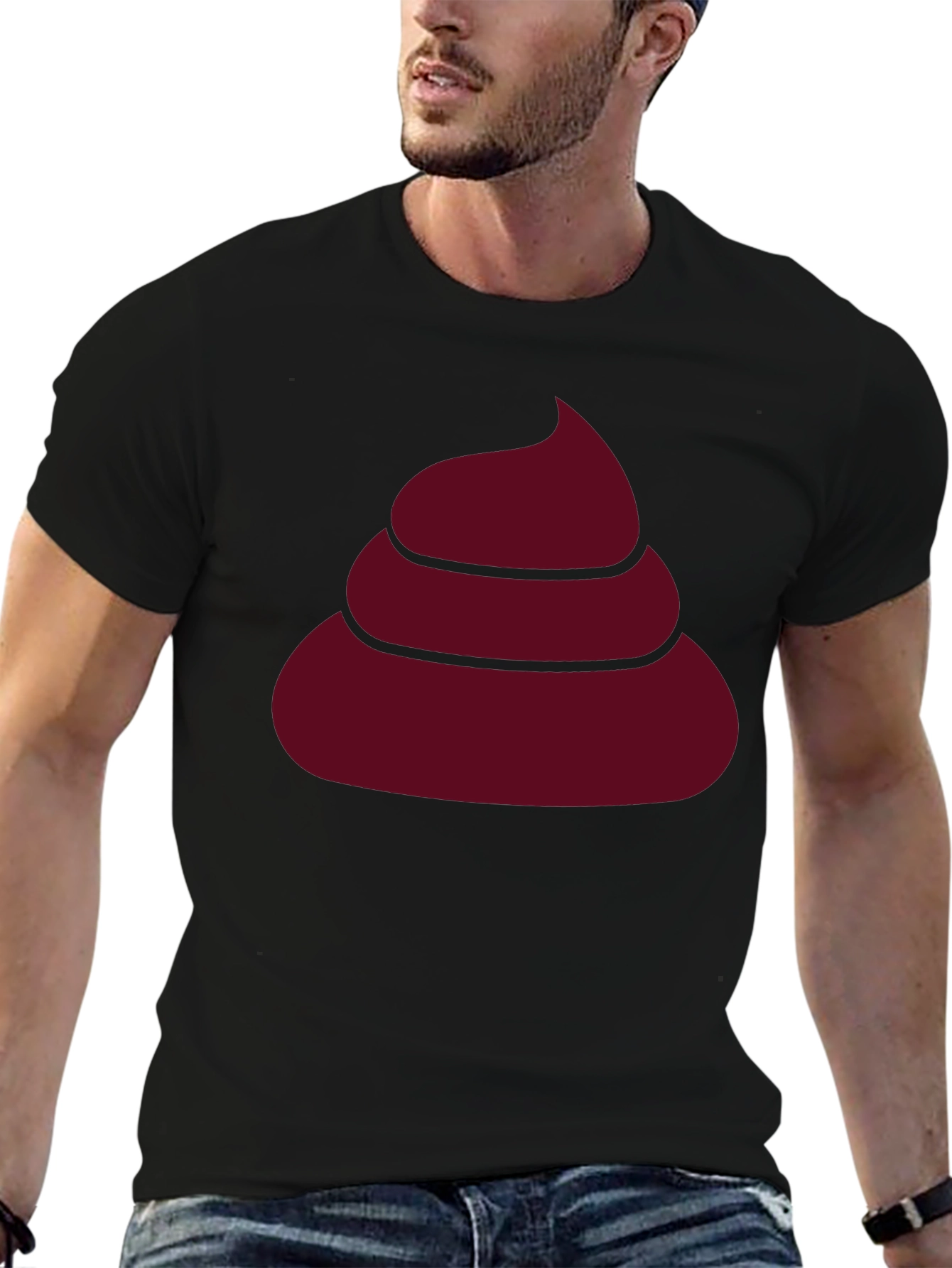 Black Novelty Poop Emoji Graphic Black T-Shirt view 6